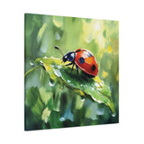 Ladybug Canvas Art Print, Nature Home Decor, Insect Wall Art, Greenery Artwork, Gift for Nature Lovers