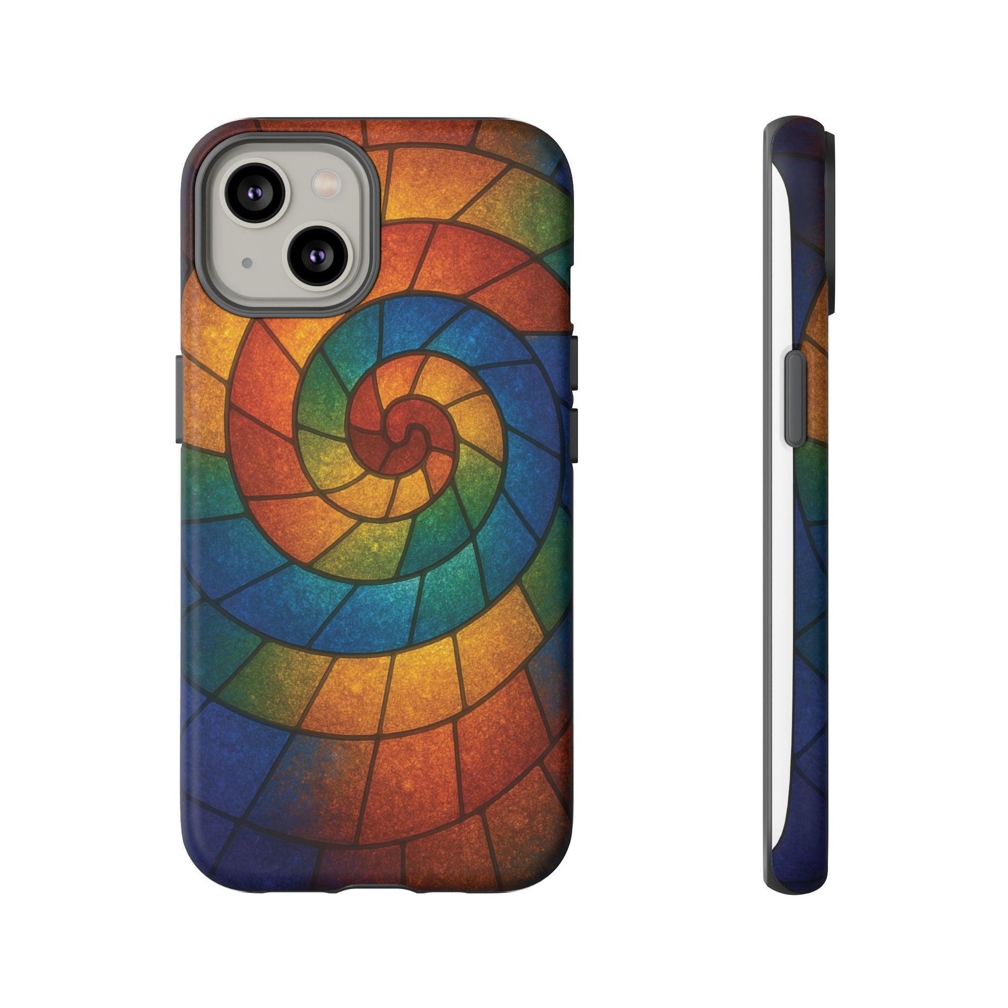 Stained Glass Spiral Colorful Phone Case, Vibrant Tough Phone Protector, Artistic Cell Phone Cover, Trendy Tech Accessories Samsung Galaxy S series and Apple iPhone series