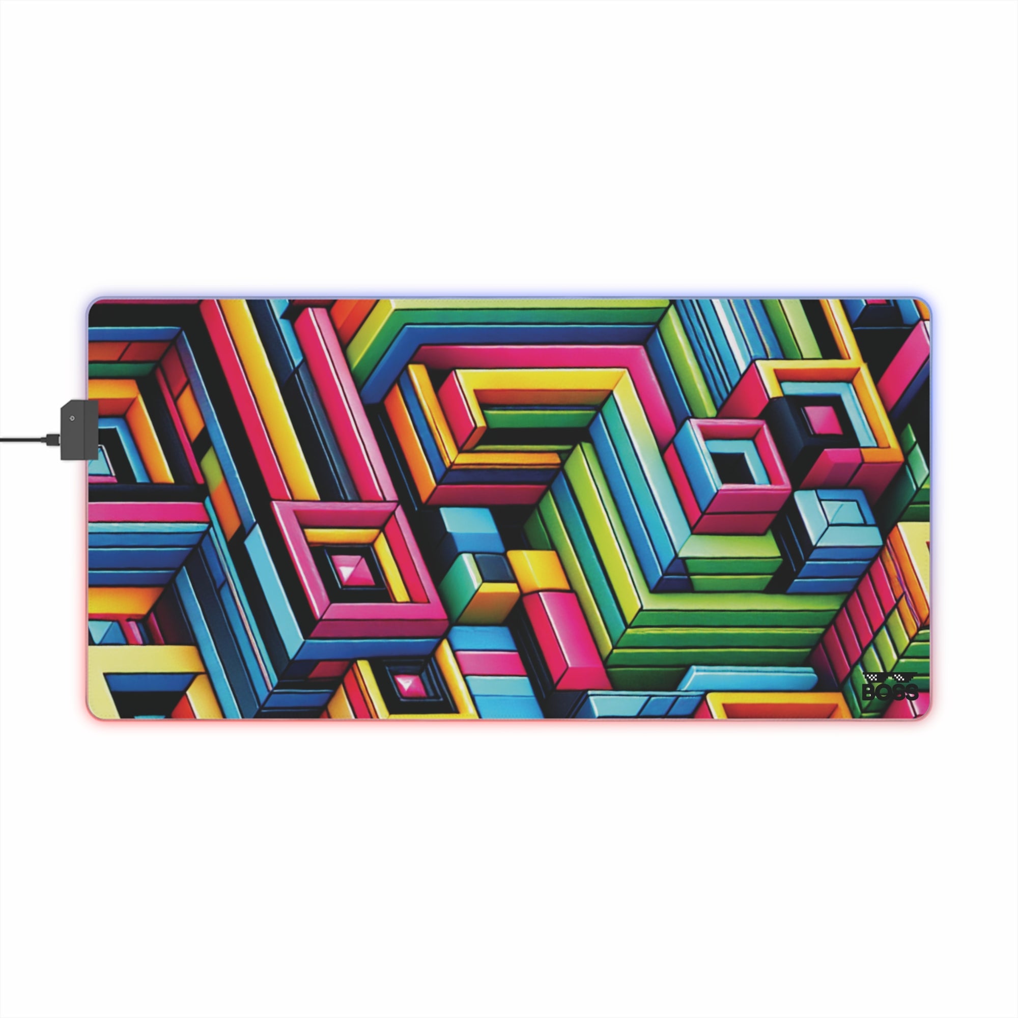 Colorful LED Gaming Mouse Pad - Vibrant Geometric Design for Gamers