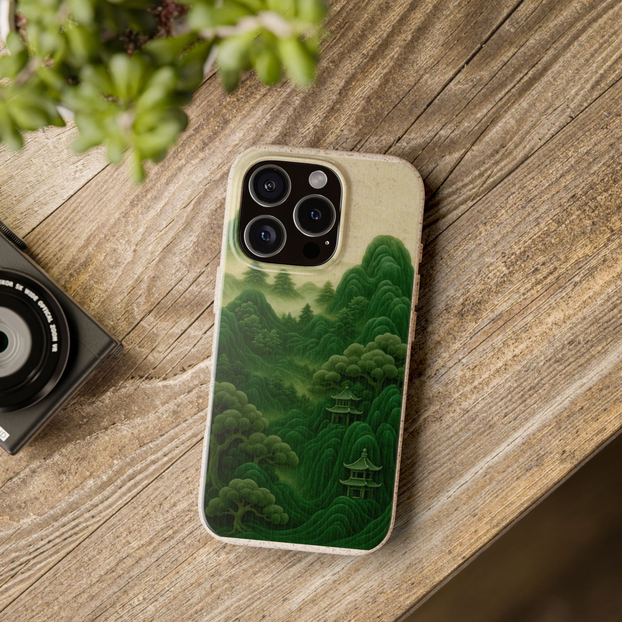 Eco-Friendly Biodegradable Phone Cases with Serene Mountain Landscape Design, Sustainable Gift, Nature Lover Accessory, Green Phone Cover,