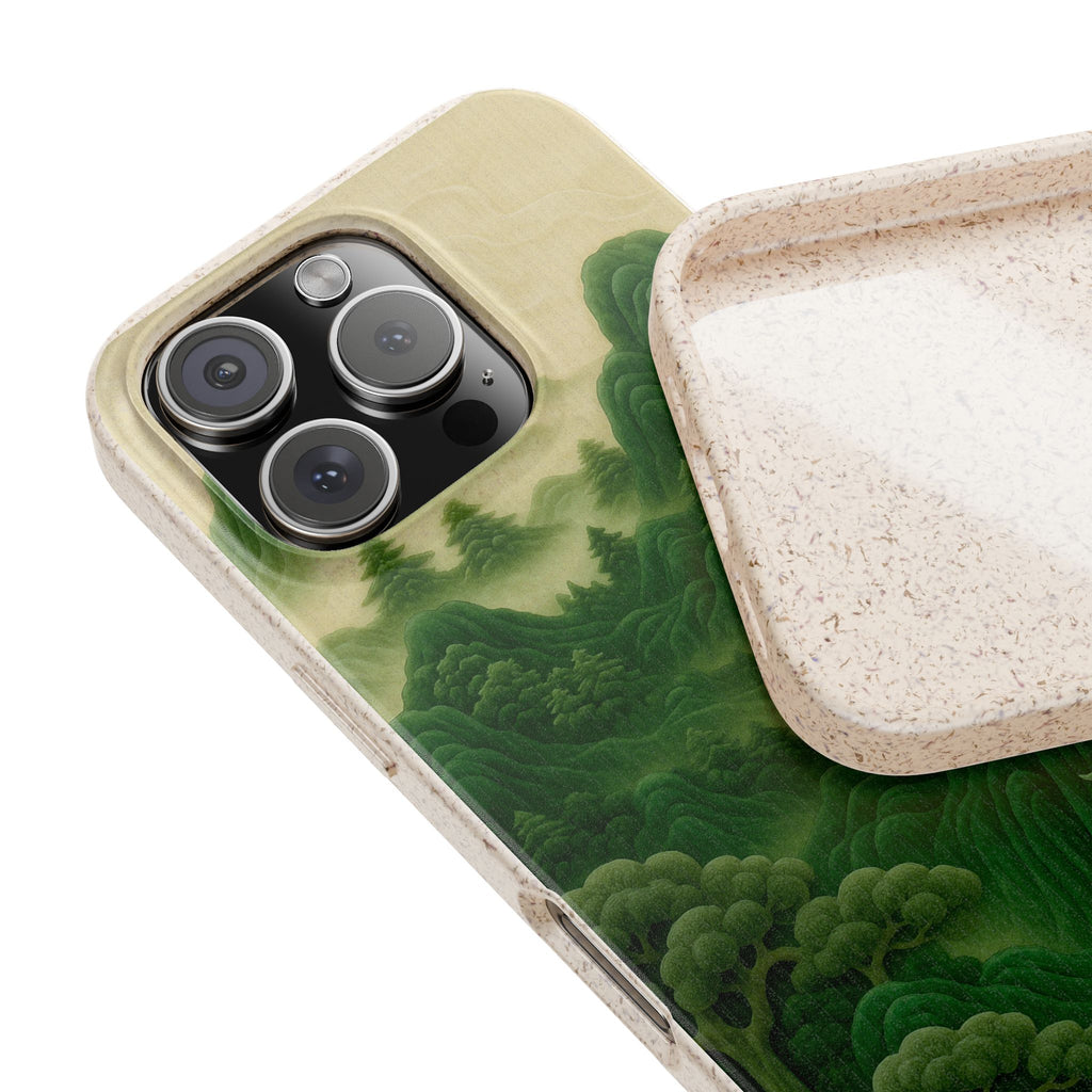 Eco-Friendly Biodegradable Phone Cases with Serene Mountain Landscape Design, Sustainable Gift, Nature Lover Accessory, Green Phone Cover,