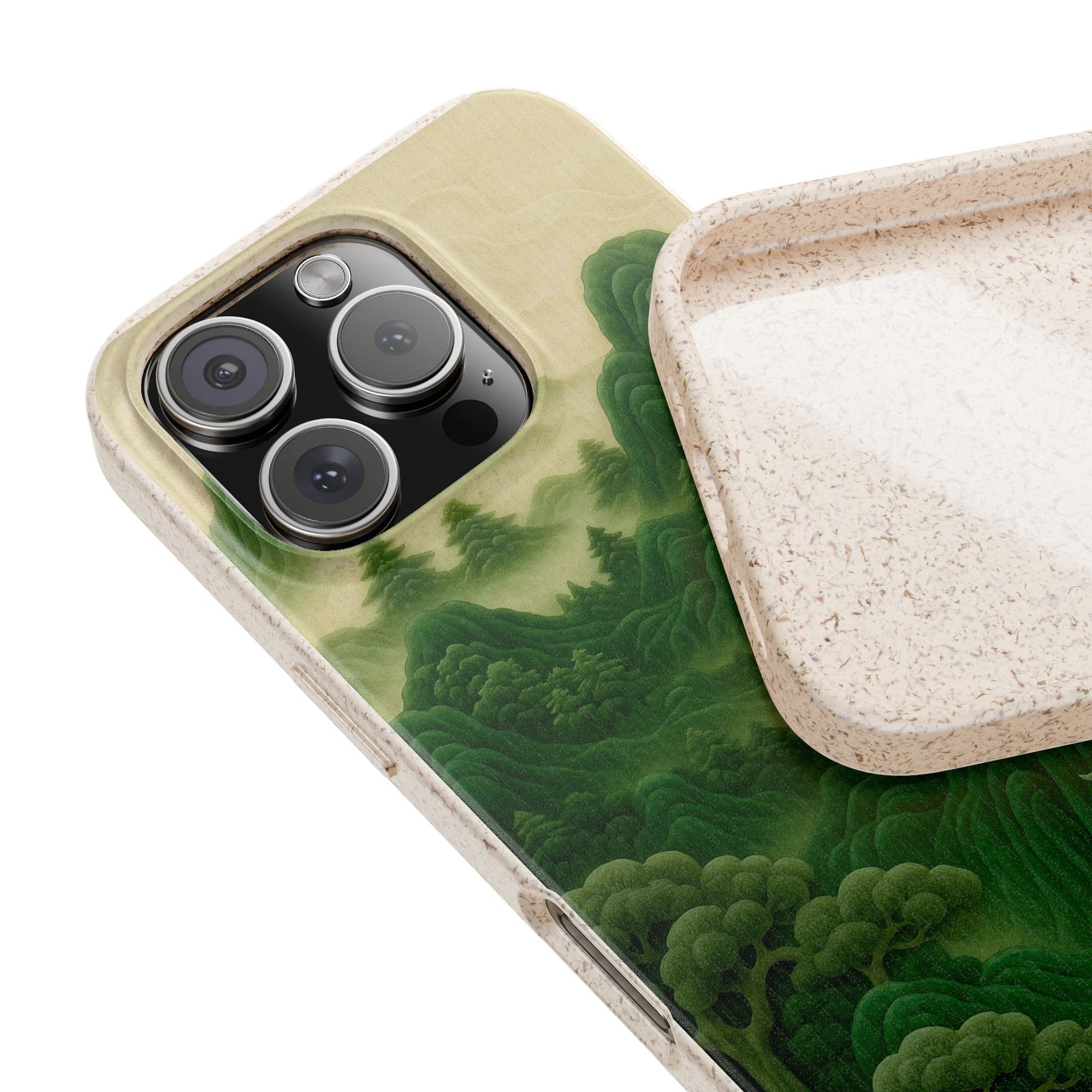 Eco-Friendly Biodegradable Phone Cases with Serene Mountain Landscape Design, Sustainable Gift, Nature Lover Accessory, Green Phone Cover,