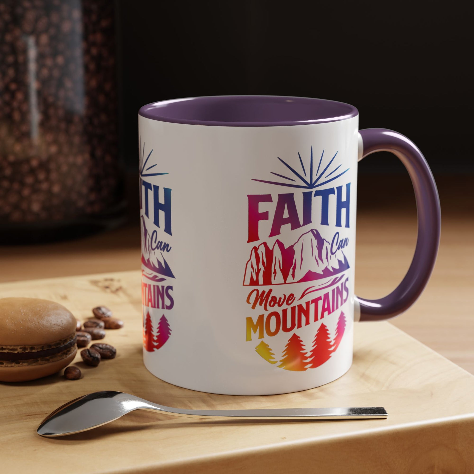 Faith Can Move Mountains Accent Coffee Mug - Inspirational Design