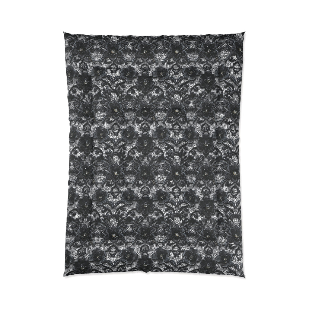 Elegant Black Floral Comforter - Cozy Bedding for Modern Bedrooms
