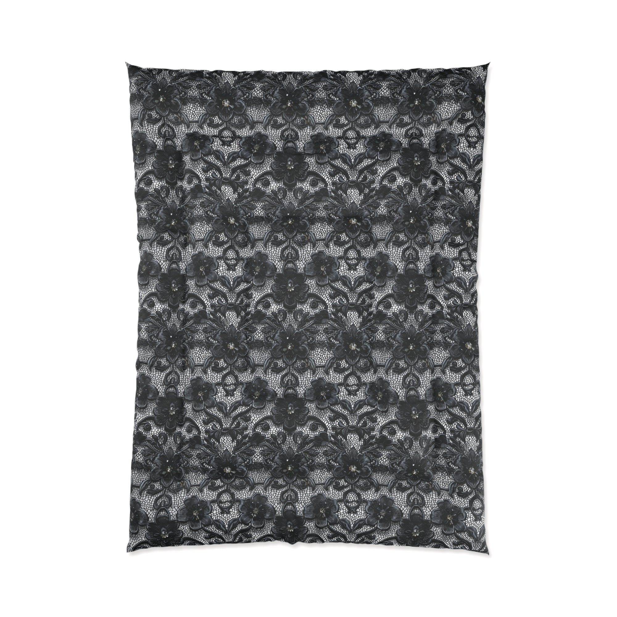 Elegant Black Floral Comforter - Cozy Bedding for Modern Bedrooms