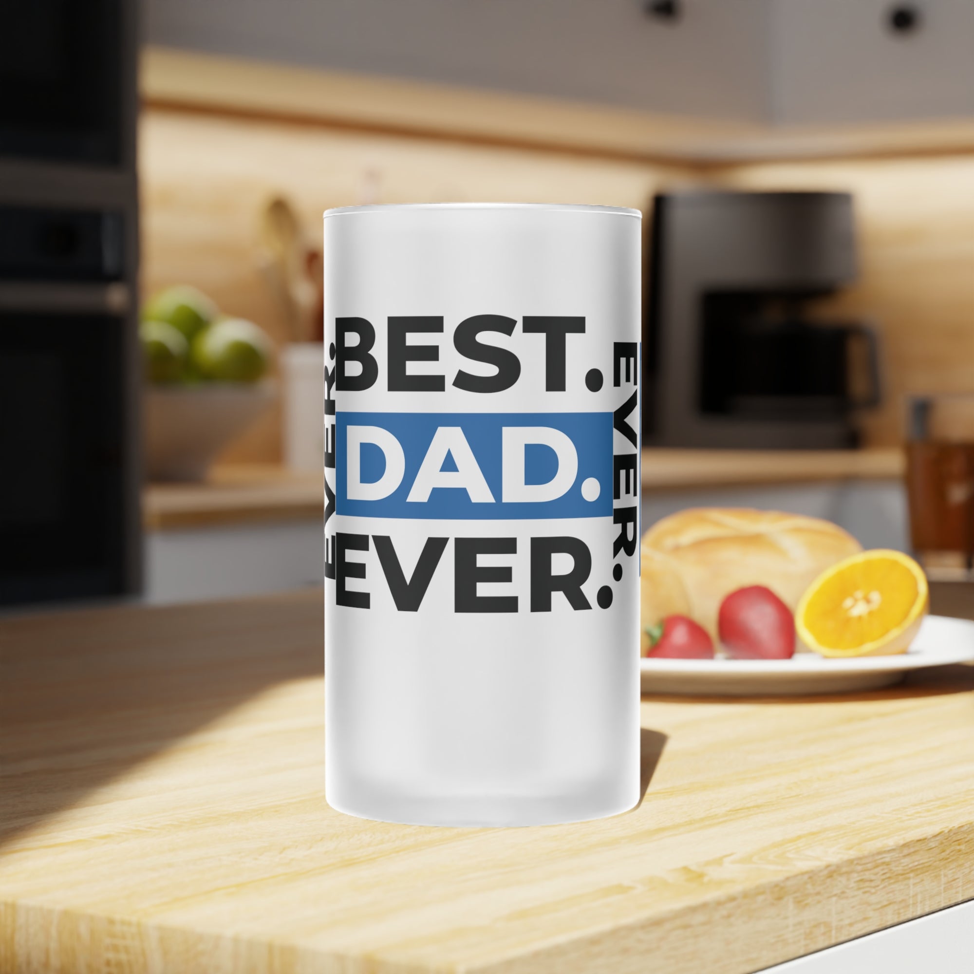 Custom Frosted Glass Beer Mug - "Best Dad Ever" - Perfect Gift for Father's Day and Dad's Birthday