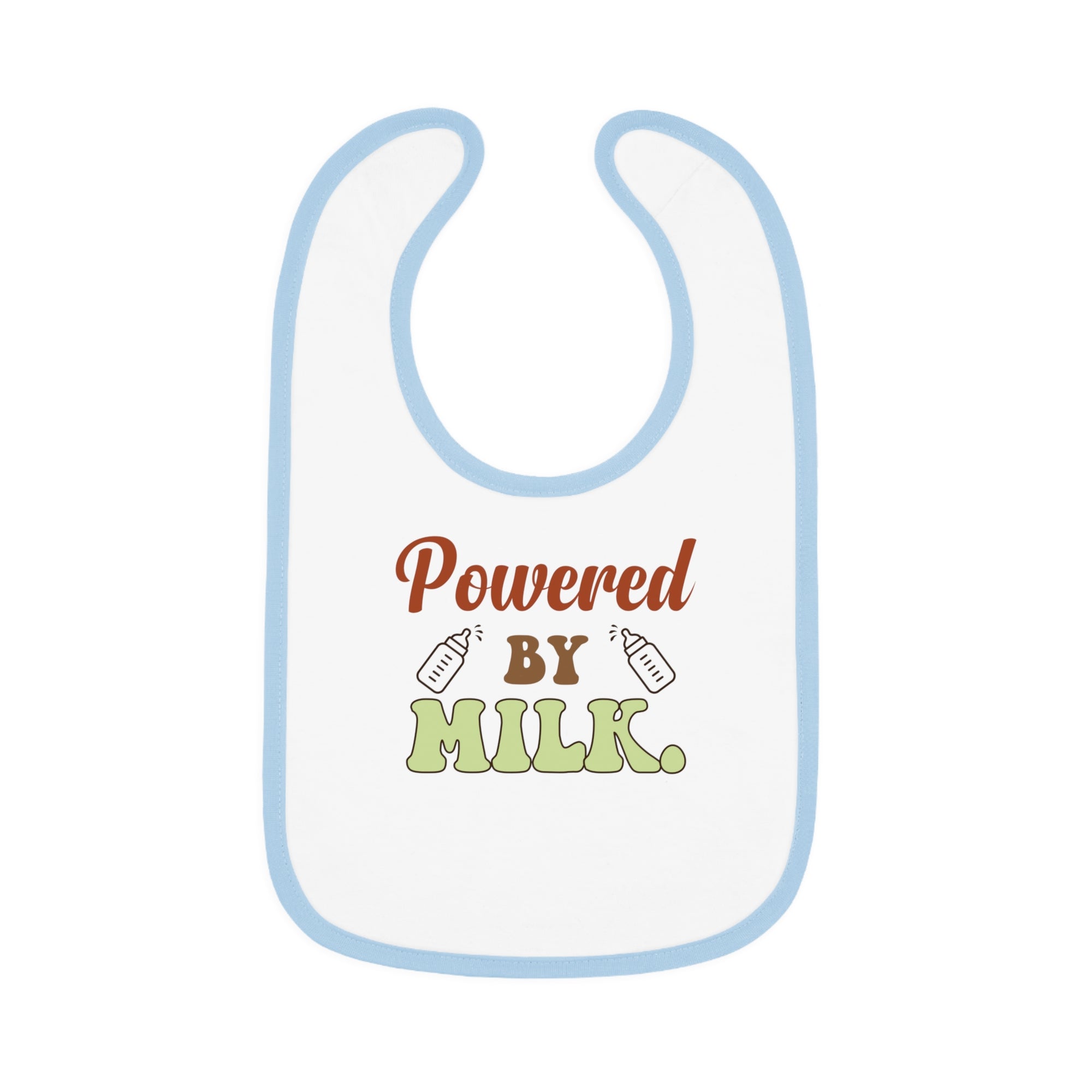 Powered by Milk Baby Bib - Cute Contrast Trim Jersey Bib for Infants