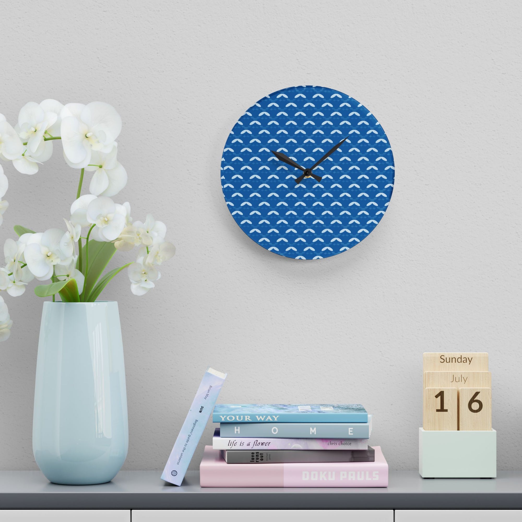 Ocean Waves Acrylic Wall Clock - Modern Coastal Home Decor