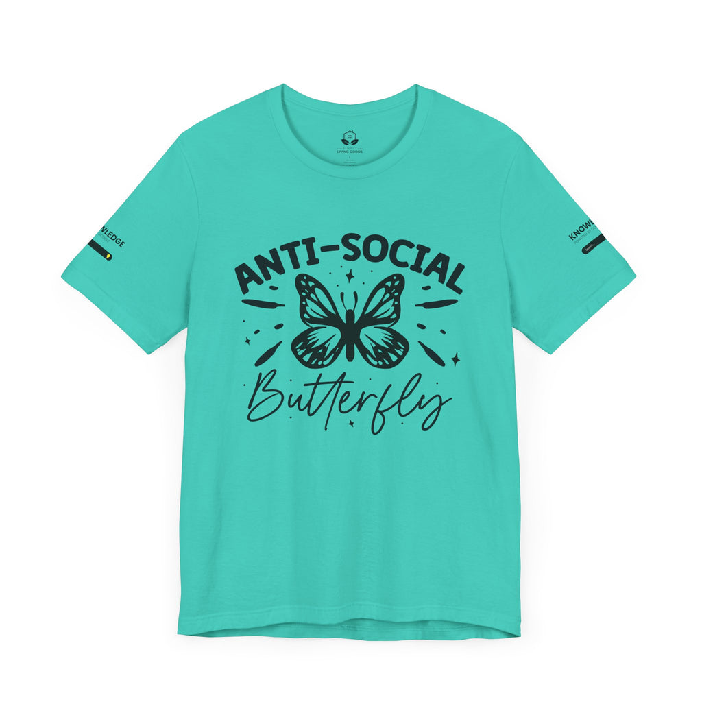 Unisex Jersey Tee with 'Anti-Social Butterfly' Quote - Perfect for Everyday Wear