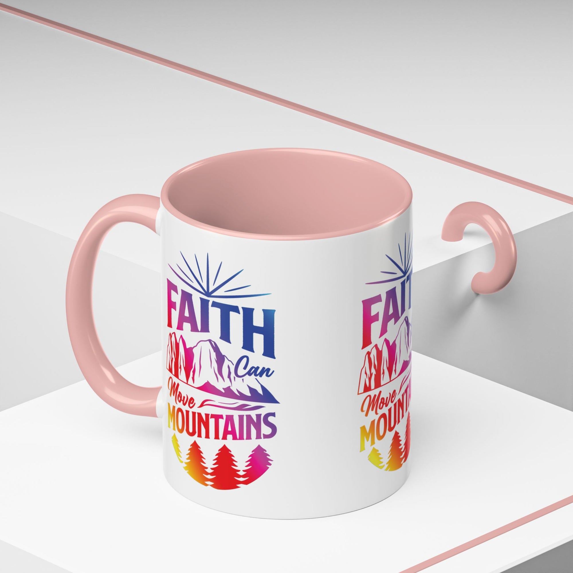 Faith Can Move Mountains Accent Coffee Mug - Inspirational Design