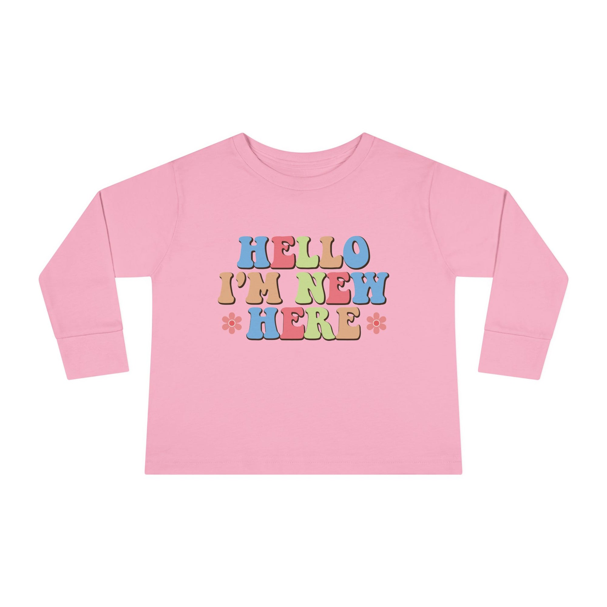 Toddler Long Sleeve Tee - "Hello I'm New Here" Playful Design for Newborns and Celebrations
