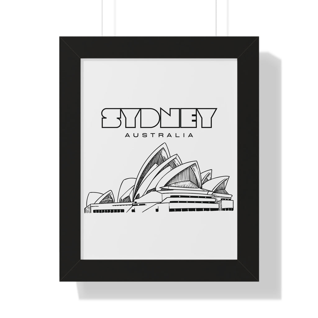 Aesthetic Sydney in White - Framed Vertical Poster