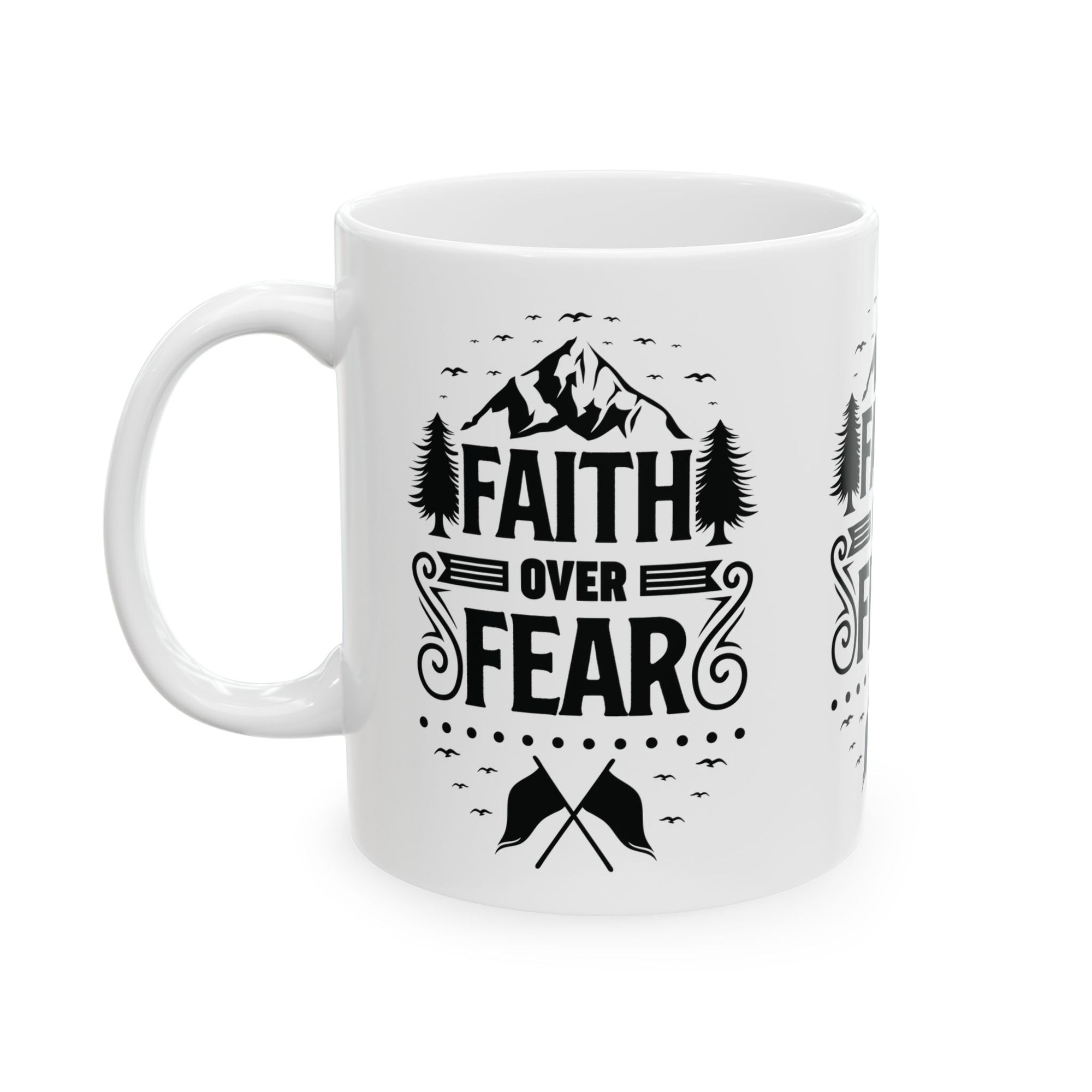 Inspirational Ceramic Mug - "Faith over Fear" - Perfect for Daily Motivation & Gift Giving