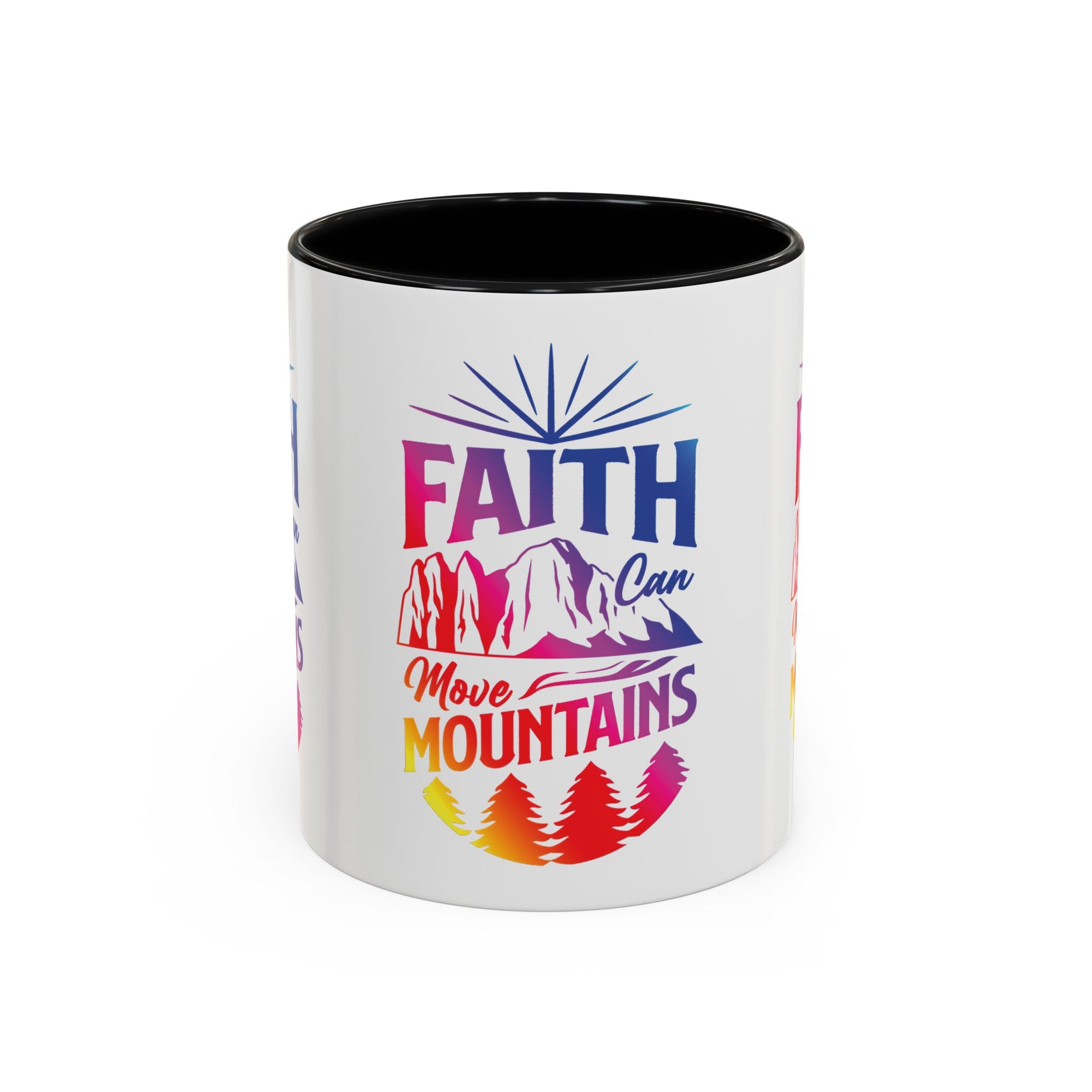 Faith Can Move Mountains Accent Coffee Mug - Inspirational Design