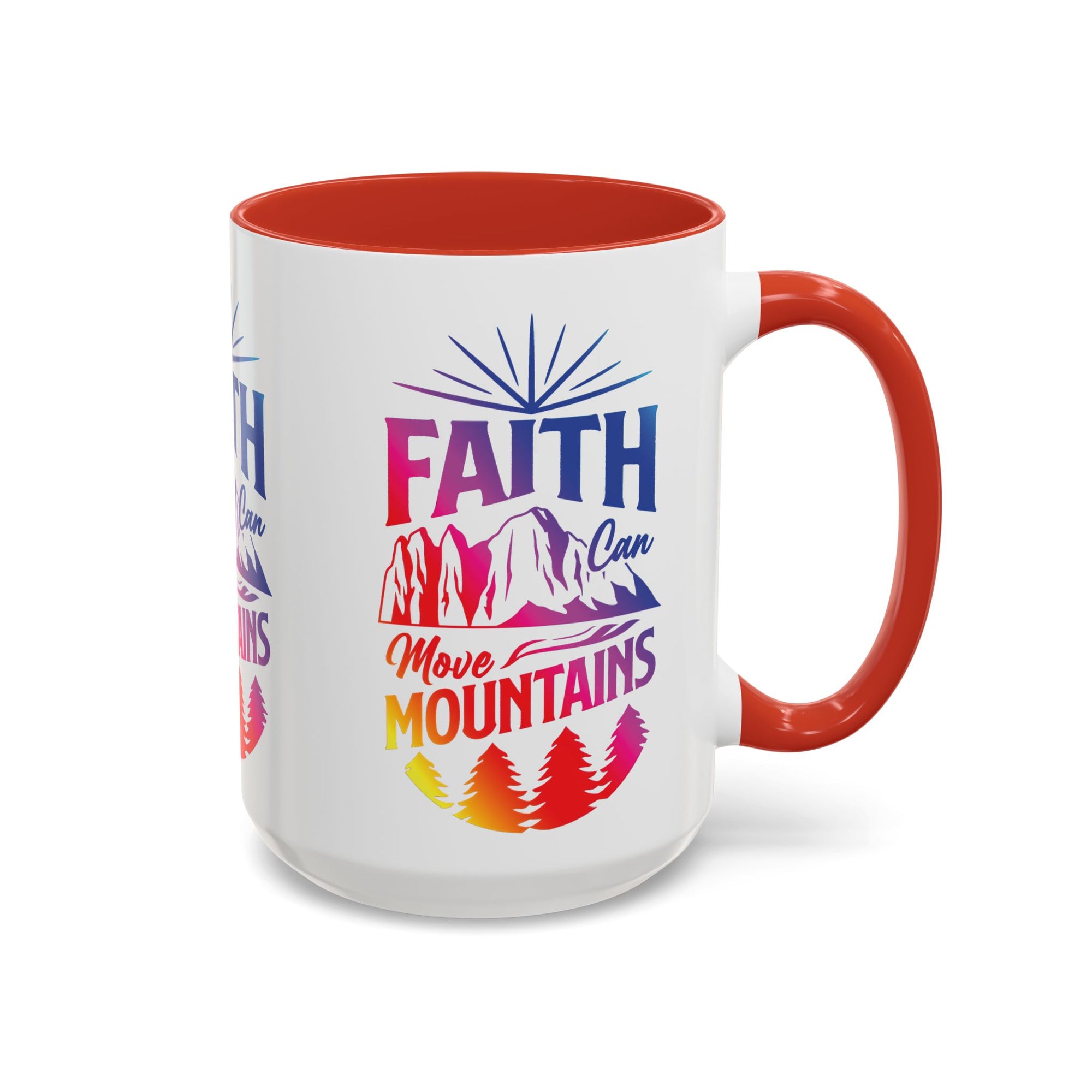 Faith Can Move Mountains Accent Coffee Mug - Inspirational Design