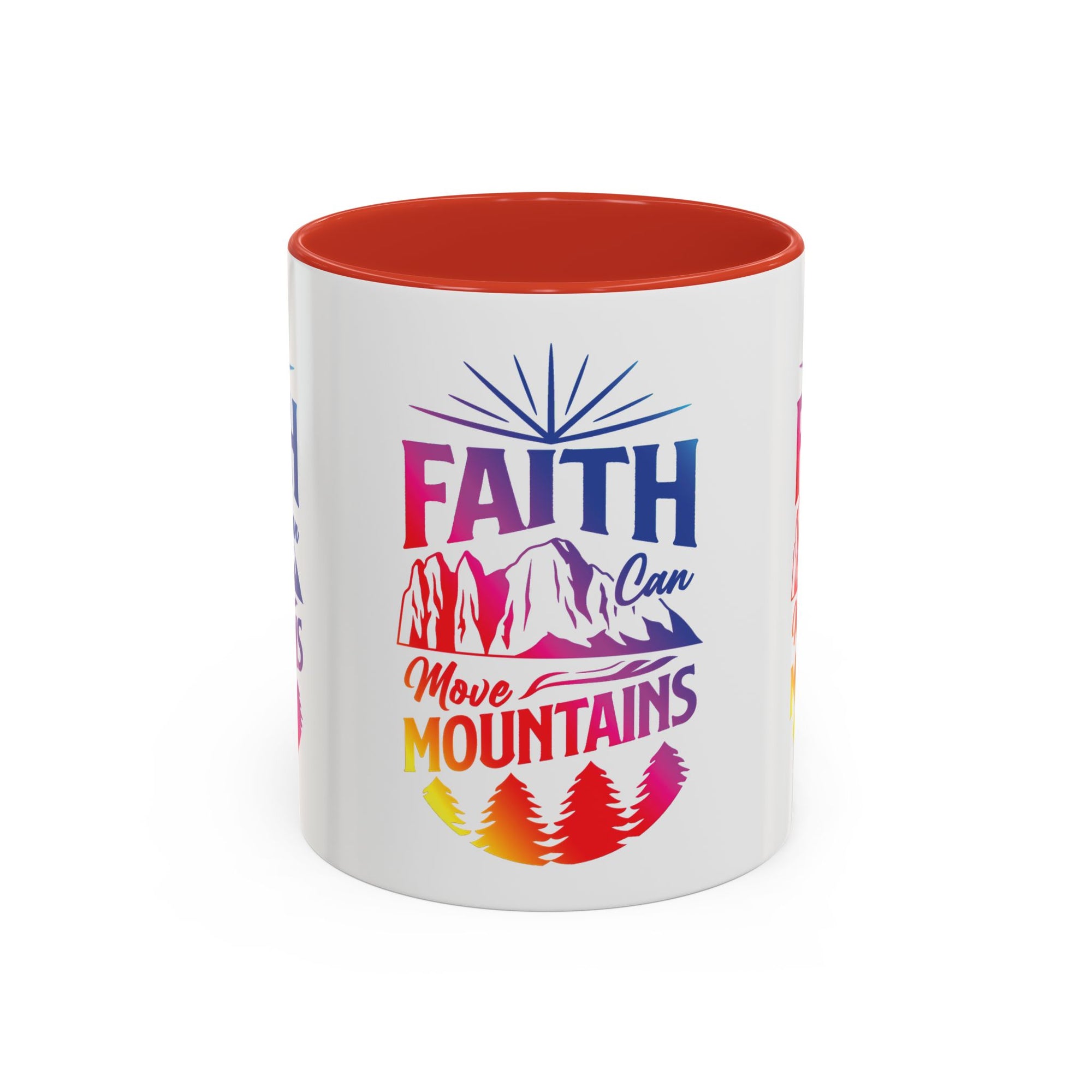 Faith Can Move Mountains Accent Coffee Mug - Inspirational Design