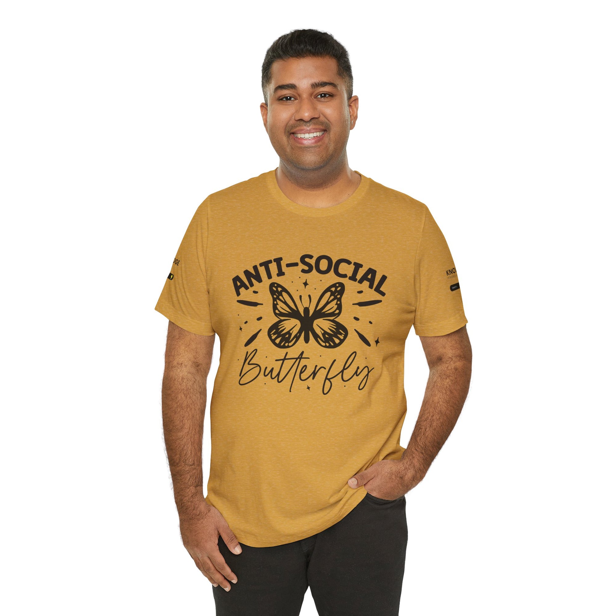 Unisex Jersey Tee with 'Anti-Social Butterfly' Quote - Perfect for Everyday Wear