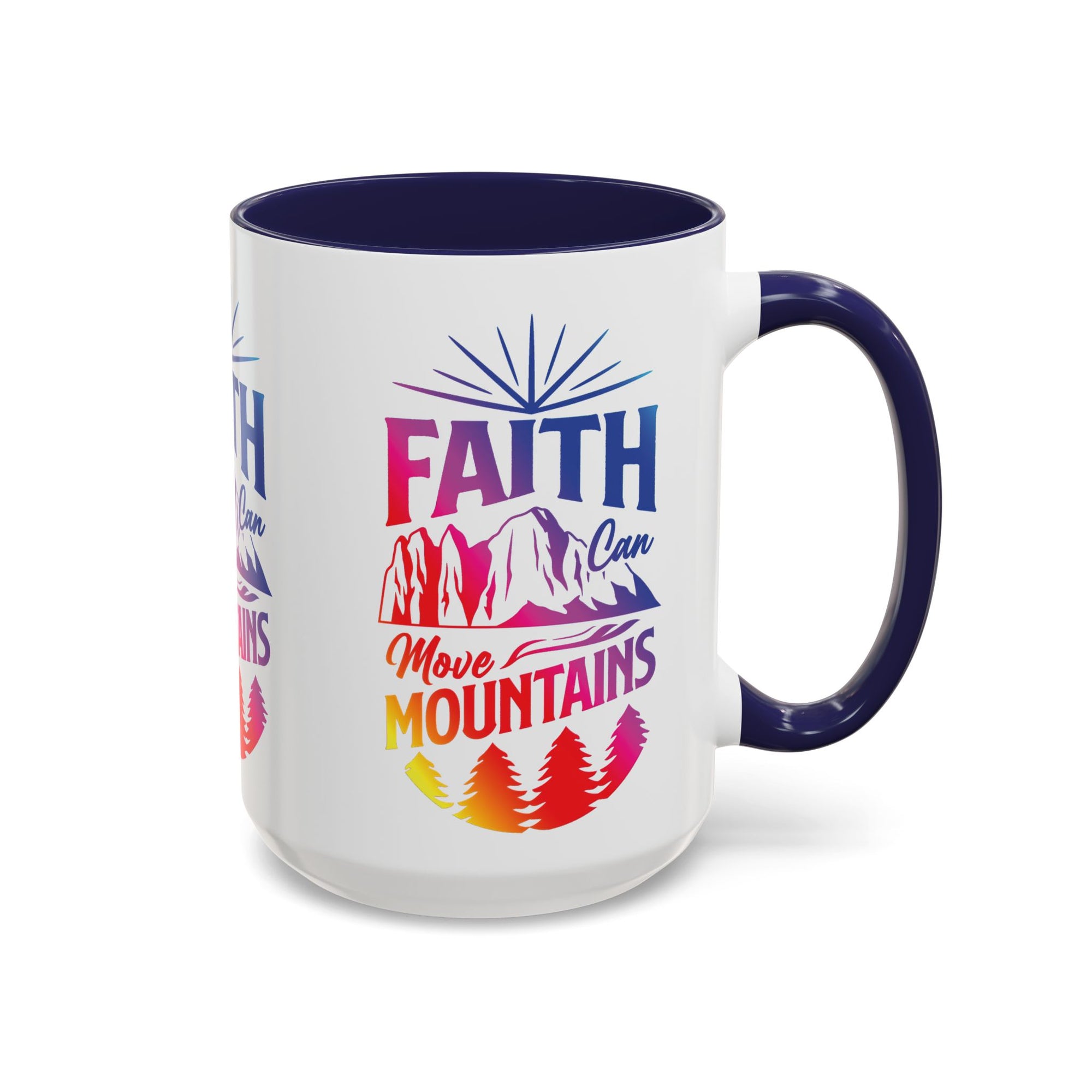 Faith Can Move Mountains Accent Coffee Mug - Inspirational Design