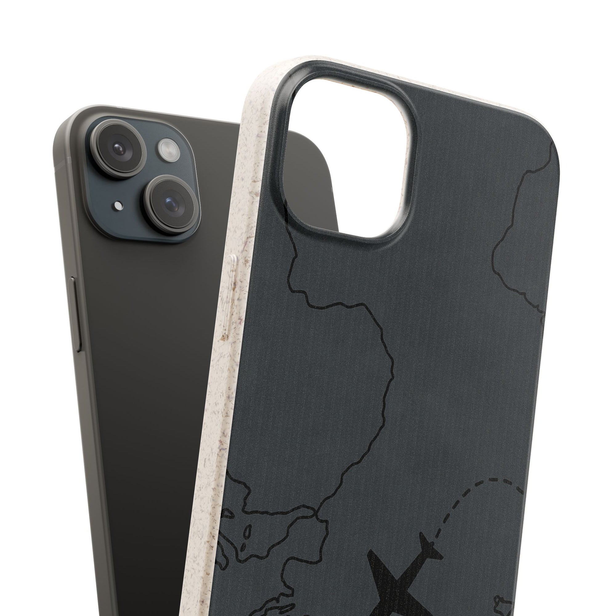 Airplane Map Biodegradable Phone Case, Eco-Friendly Phone Cover, Travel Gift, Sustainable Accessory, Nature Lover Gift