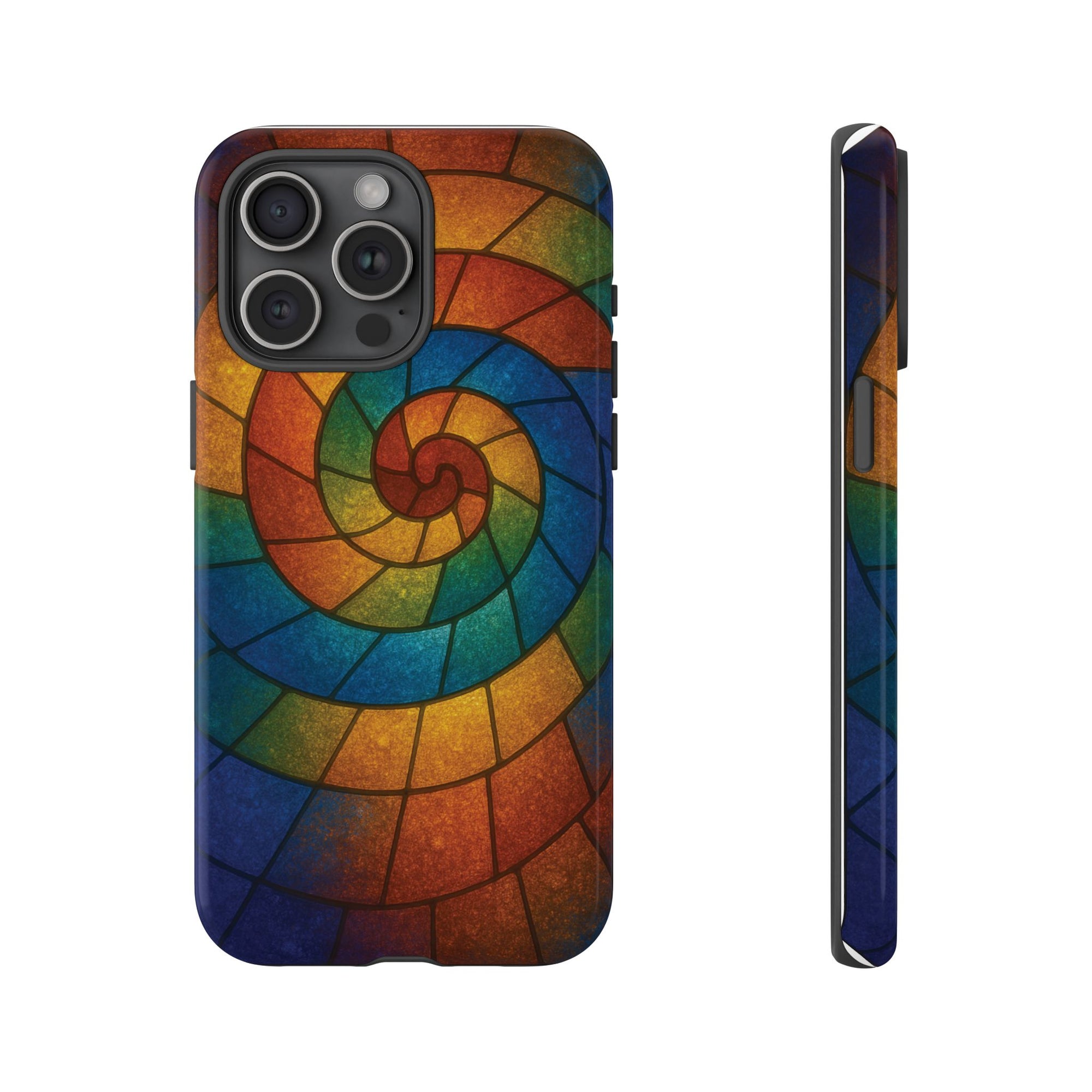 Stained Glass Spiral Colorful Phone Case, Vibrant Tough Phone Protector, Artistic Cell Phone Cover, Trendy Tech Accessories Samsung Galaxy S series and Apple iPhone series
