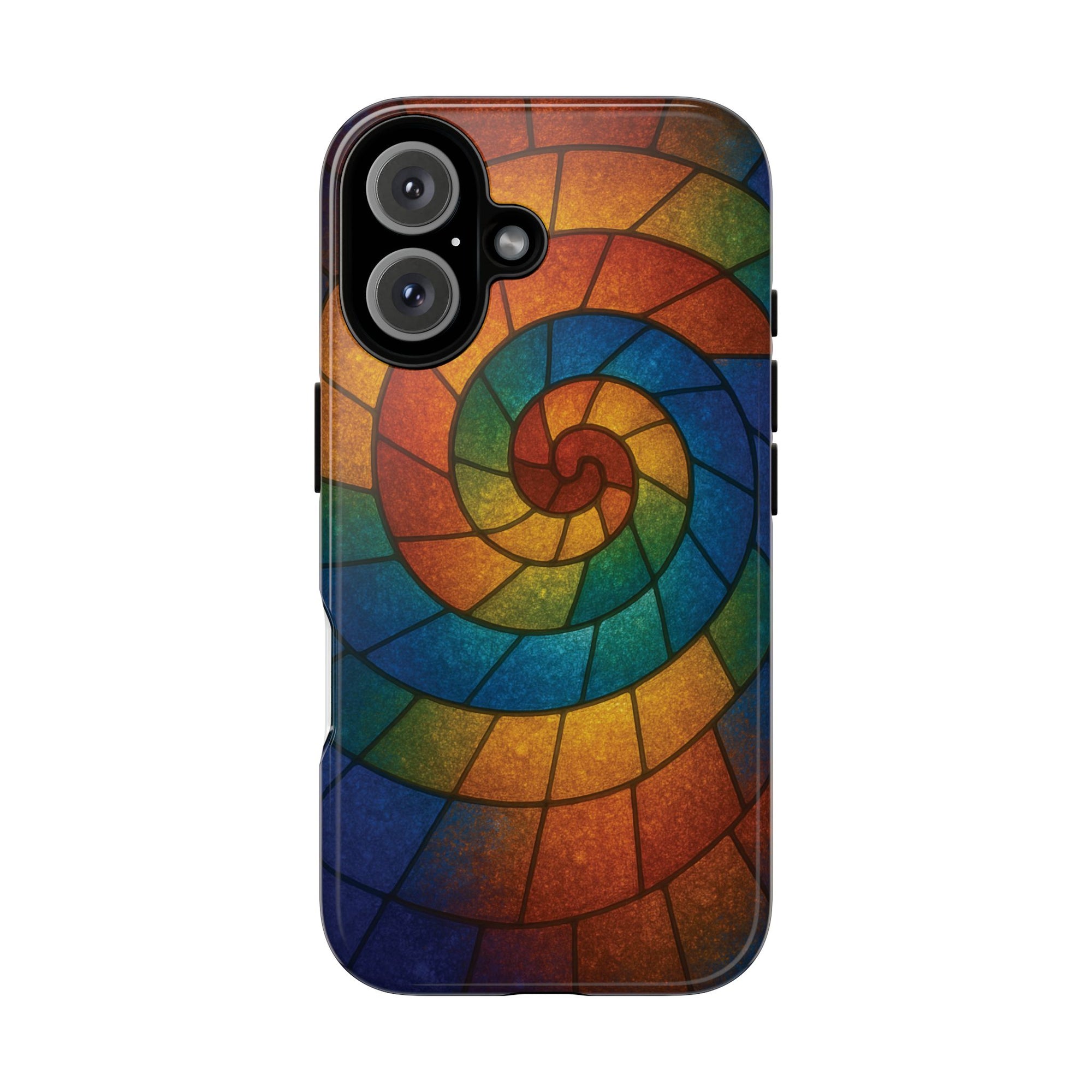 Stained Glass Spiral Colorful Phone Case, Vibrant Tough Phone Protector, Artistic Cell Phone Cover, Trendy Tech Accessories Samsung Galaxy S series and Apple iPhone series