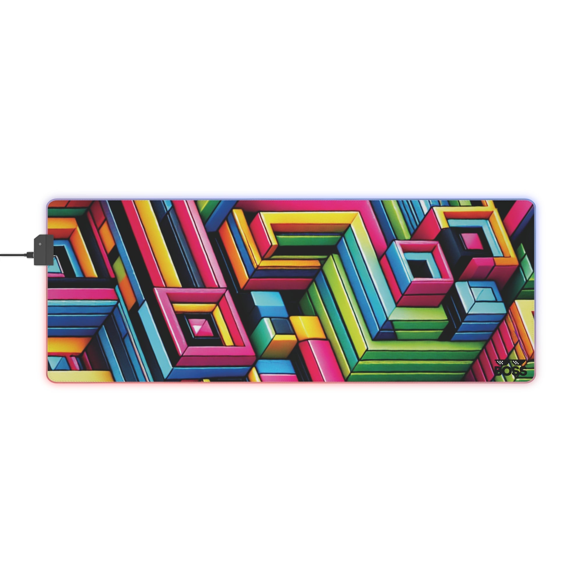 Colorful LED Gaming Mouse Pad - Vibrant Geometric Design for Gamers