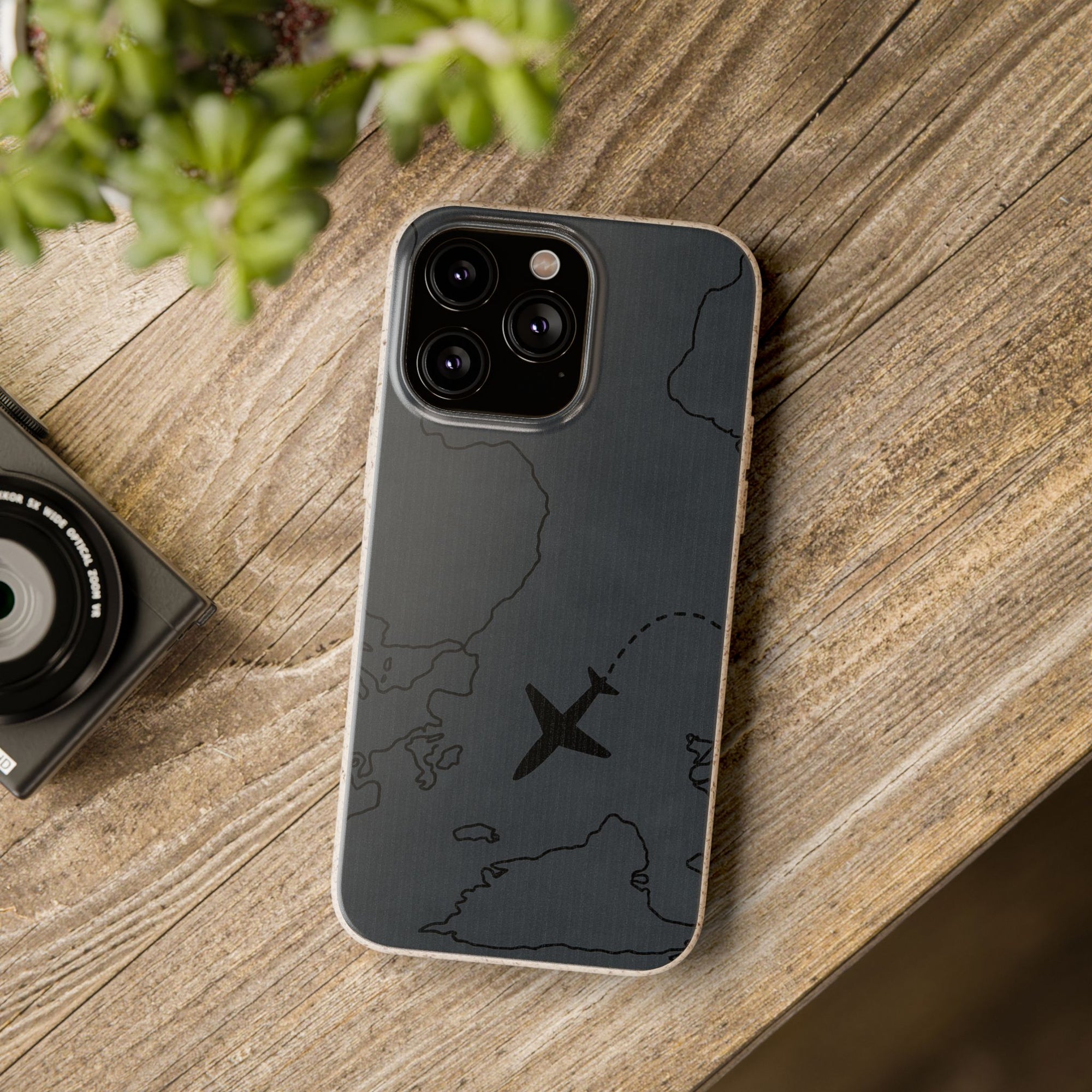 Airplane Map Biodegradable Phone Case, Eco-Friendly Phone Cover, Travel Gift, Sustainable Accessory, Nature Lover Gift