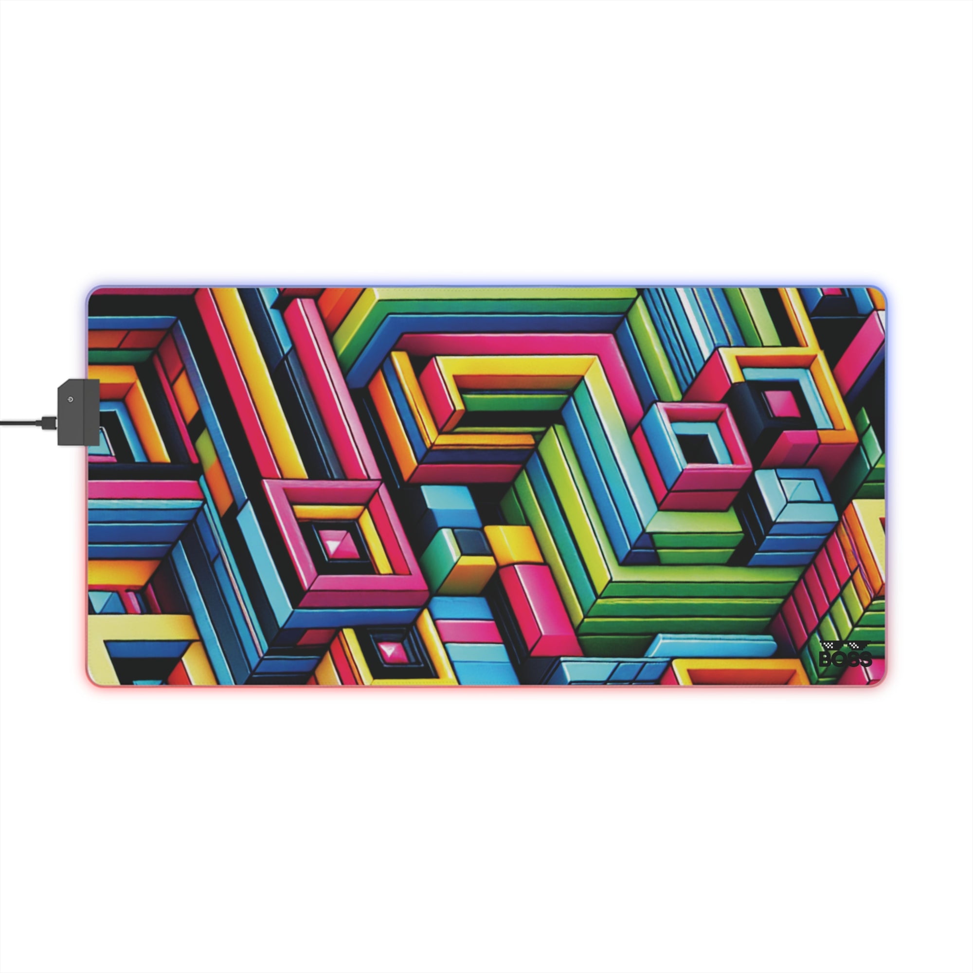 Colorful LED Gaming Mouse Pad - Vibrant Geometric Design for Gamers