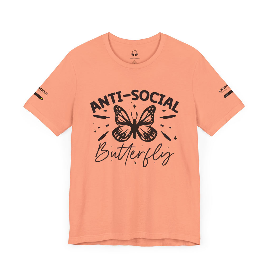 Unisex Jersey Tee with 'Anti-Social Butterfly' Quote - Perfect for Everyday Wear
