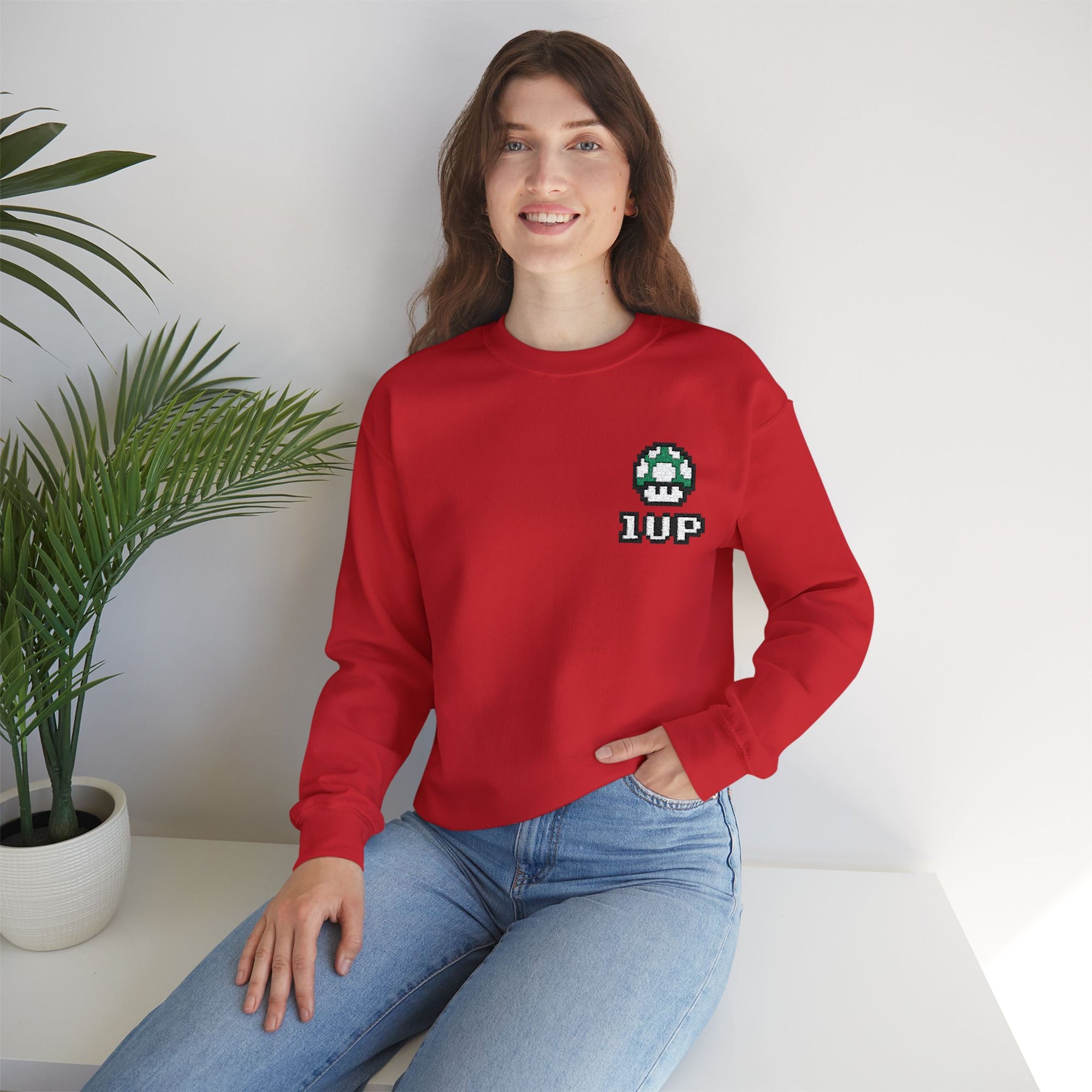 1UP Mushroom - Unisex Heavy Blend™ Crewneck Sweatshirt
