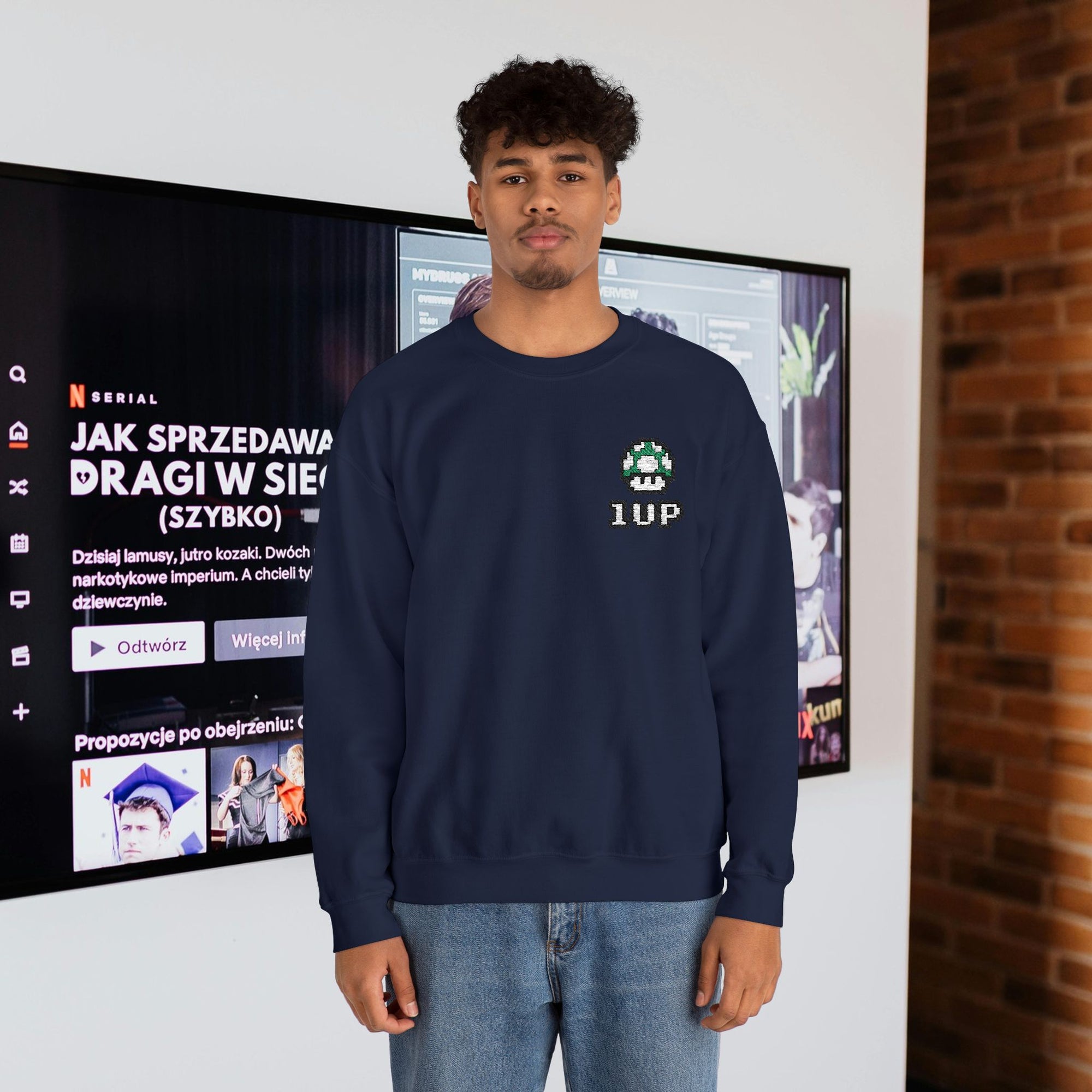 1UP Mushroom - Unisex Heavy Blend™ Crewneck Sweatshirt