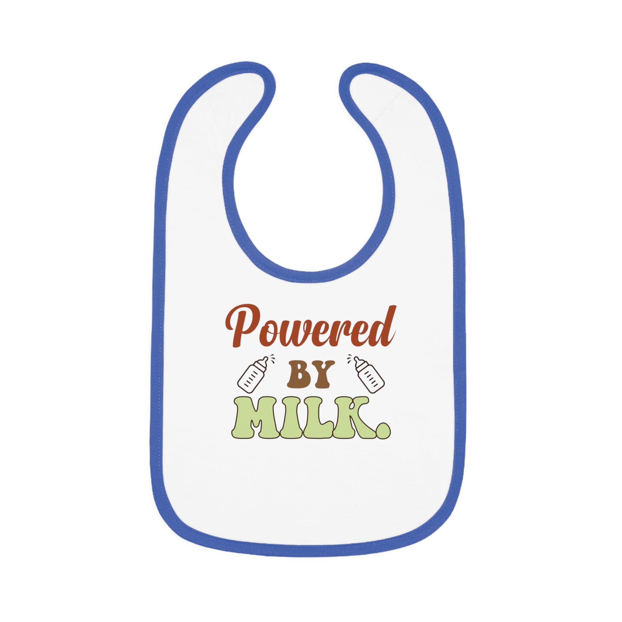 Powered by Milk Baby Bib - Cute Contrast Trim Jersey Bib for Infants