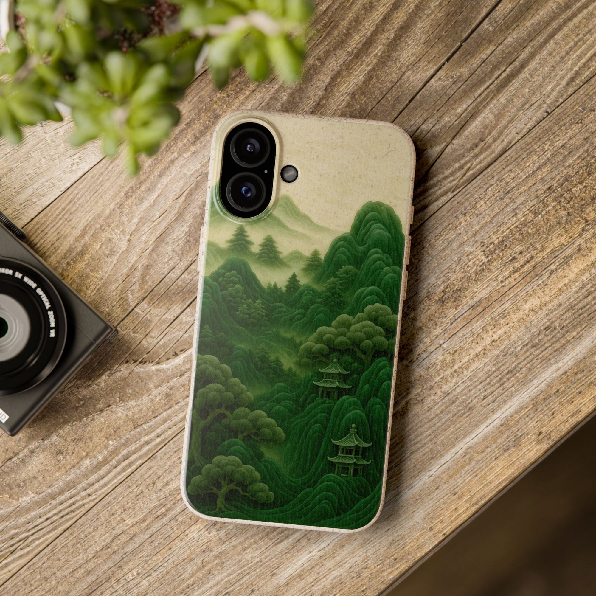 Eco-Friendly Biodegradable Phone Cases with Serene Mountain Landscape Design, Sustainable Gift, Nature Lover Accessory, Green Phone Cover,