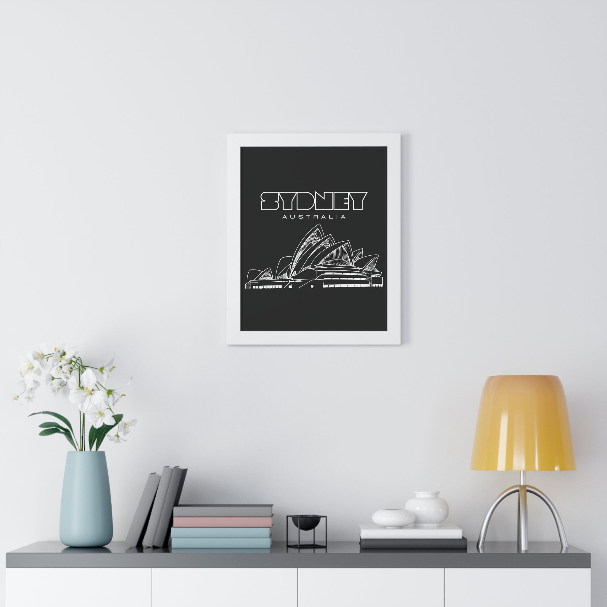 Aesthetic Sydney in Black - Framed Vertical Poster
