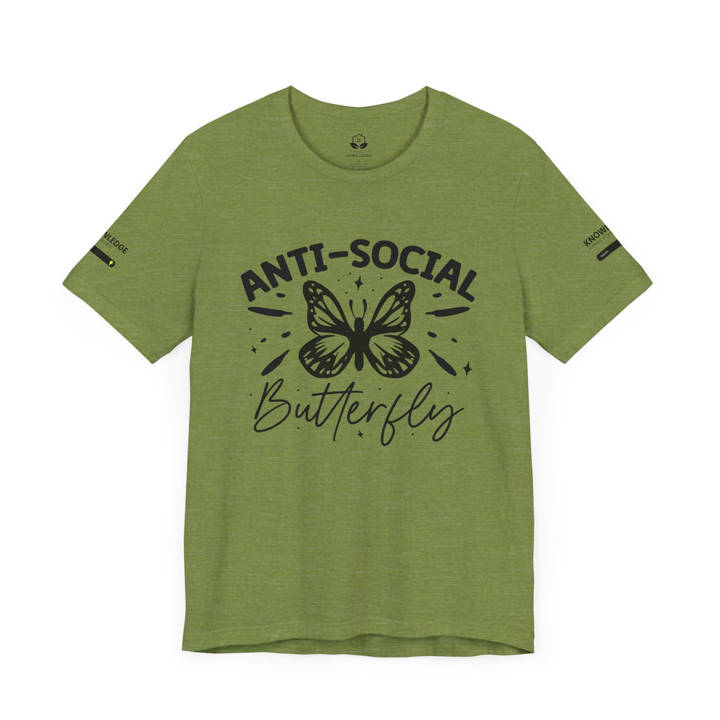 Unisex Jersey Tee with 'Anti-Social Butterfly' Quote - Perfect for Everyday Wear