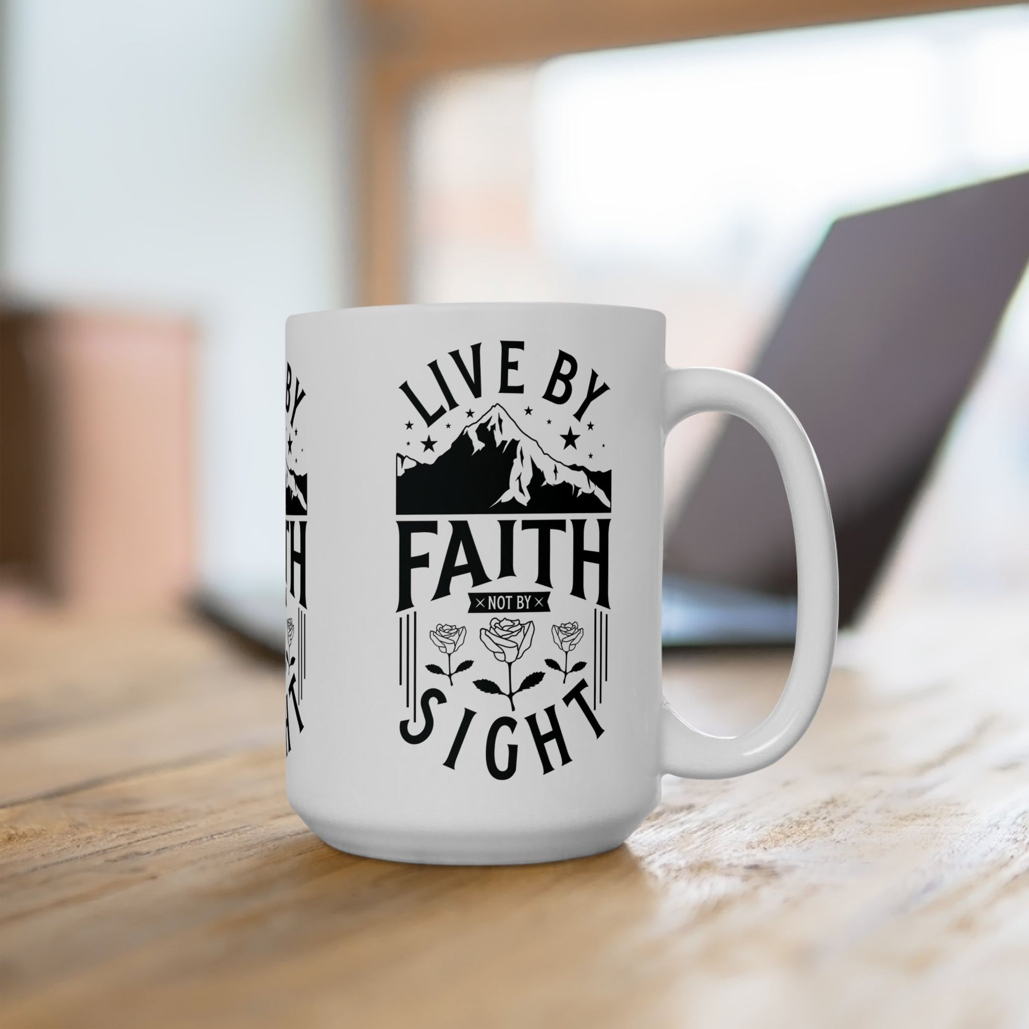 Inspirational Ceramic Mug - "Live by Faith not by Sight" - Perfect for Daily Motivation & Gift Giving