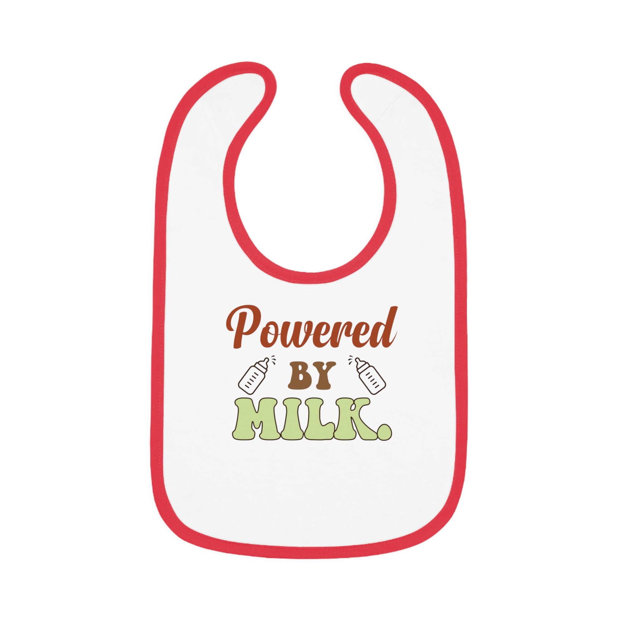 Powered by Milk Baby Bib - Cute Contrast Trim Jersey Bib for Infants
