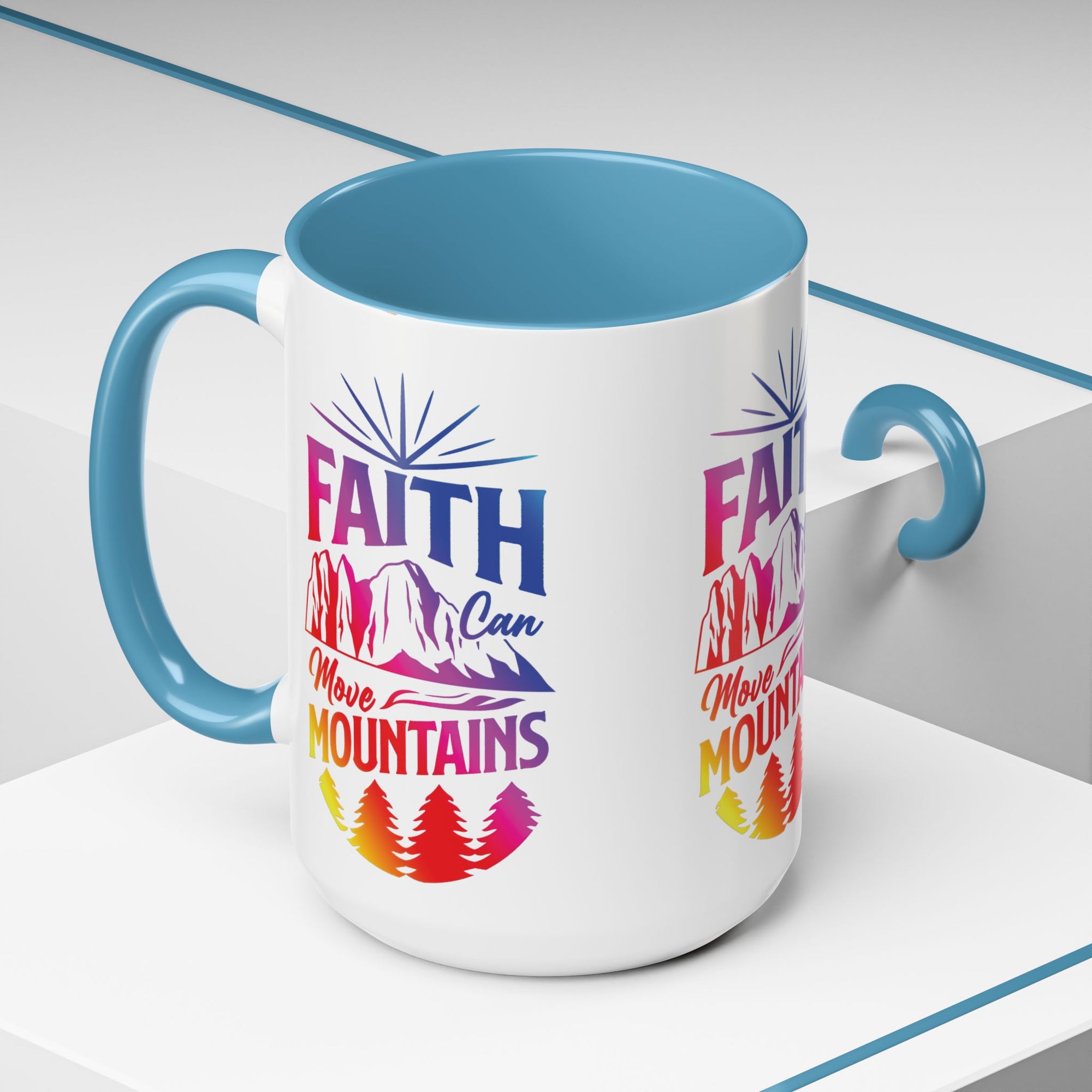 Faith Can Move Mountains Accent Coffee Mug - Inspirational Design