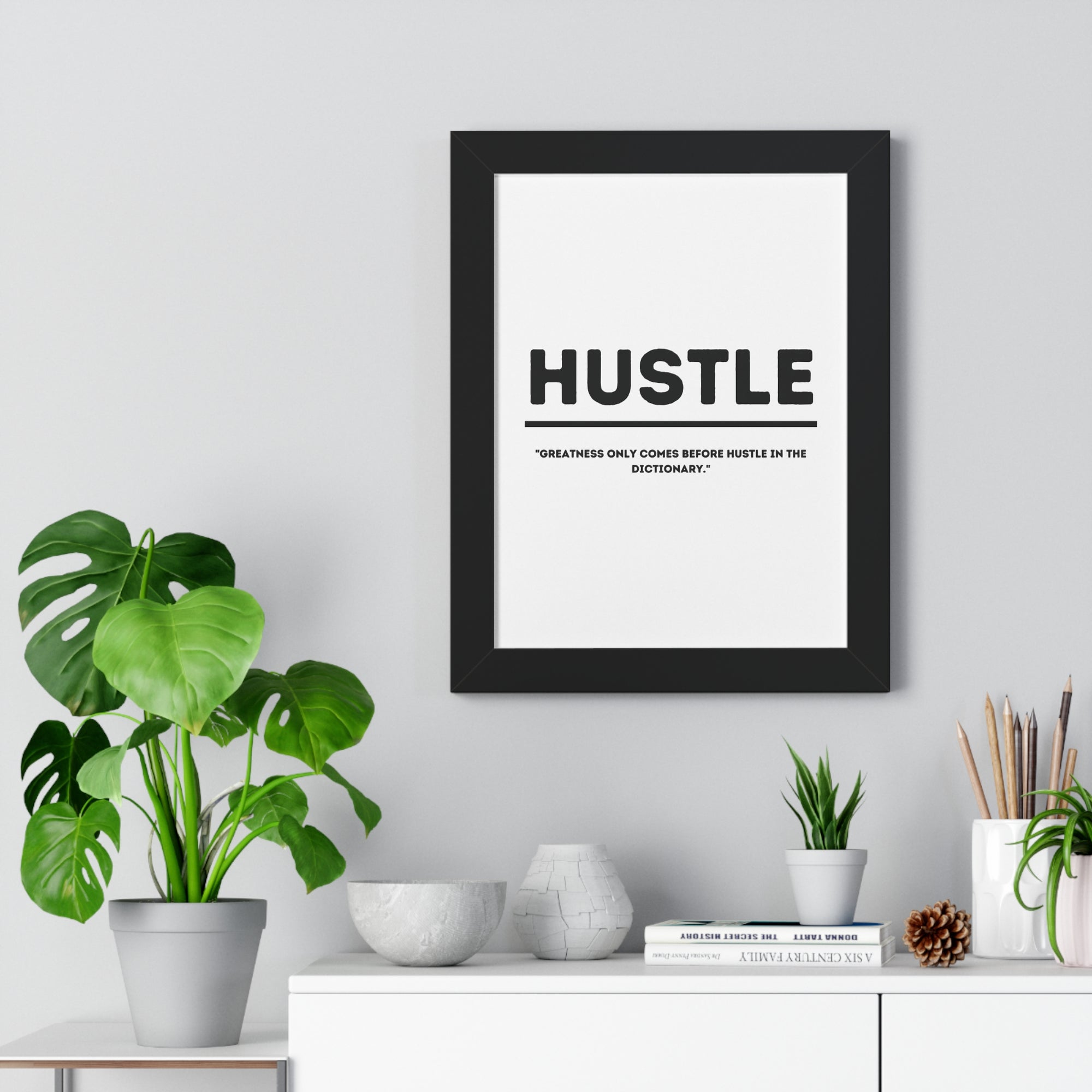 Minimalist in White (Hustle) - Framed Vertical Poster
