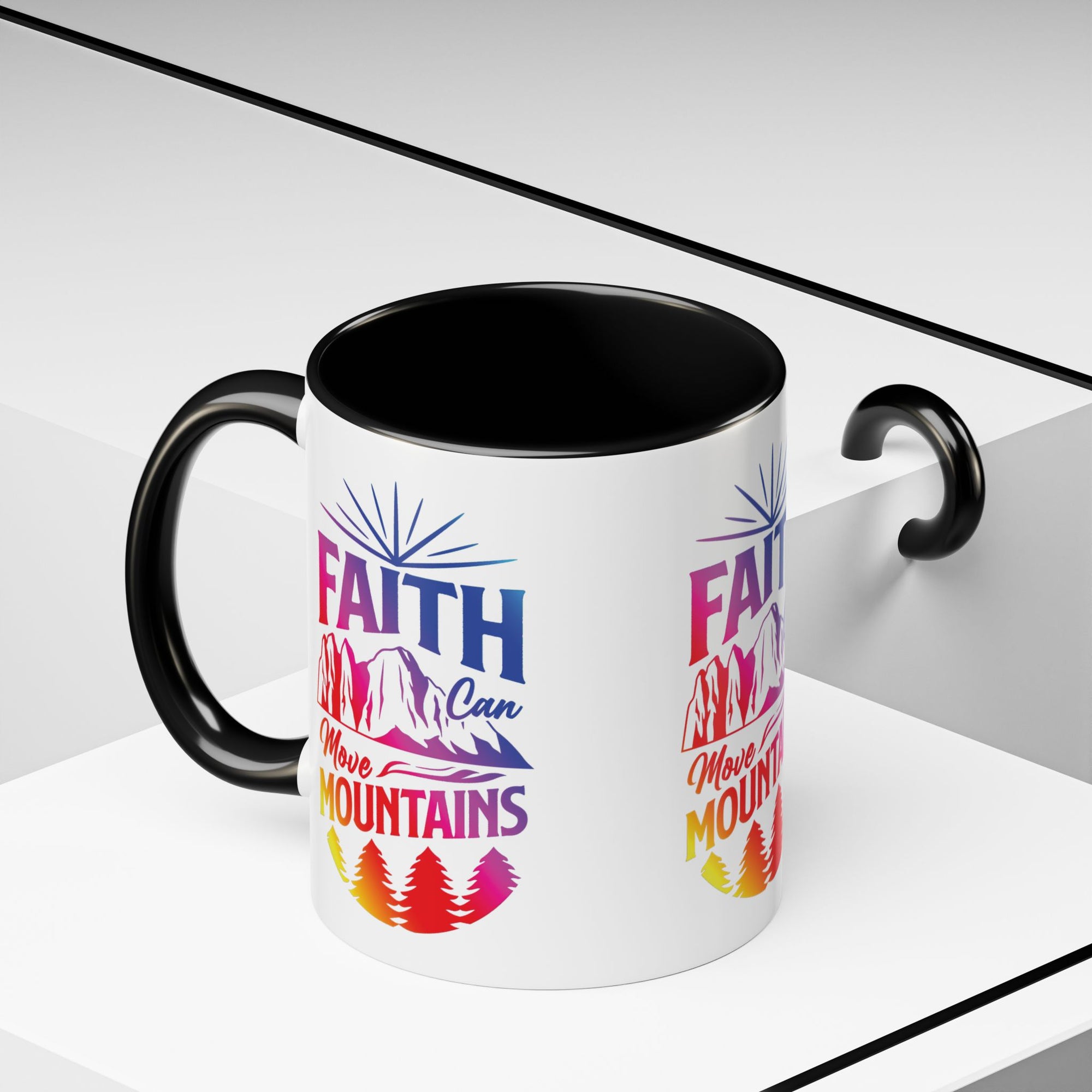 Faith Can Move Mountains Accent Coffee Mug - Inspirational Design