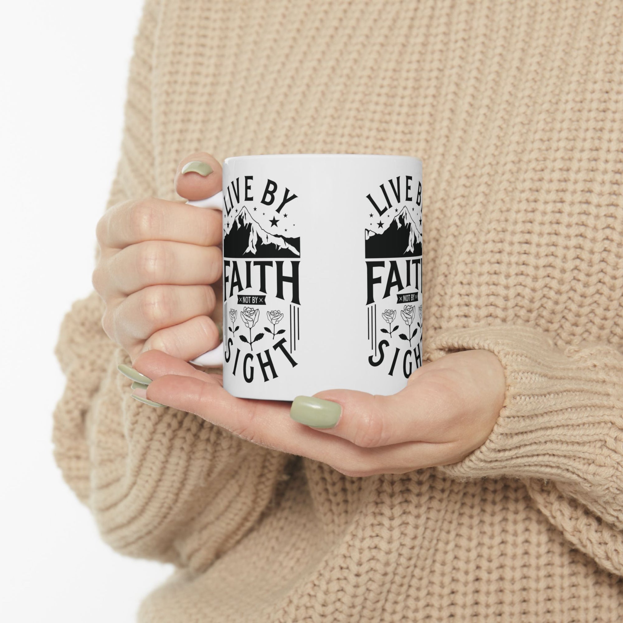 Inspirational Ceramic Mug - "Live by Faith not by Sight" - Perfect for Daily Motivation & Gift Giving