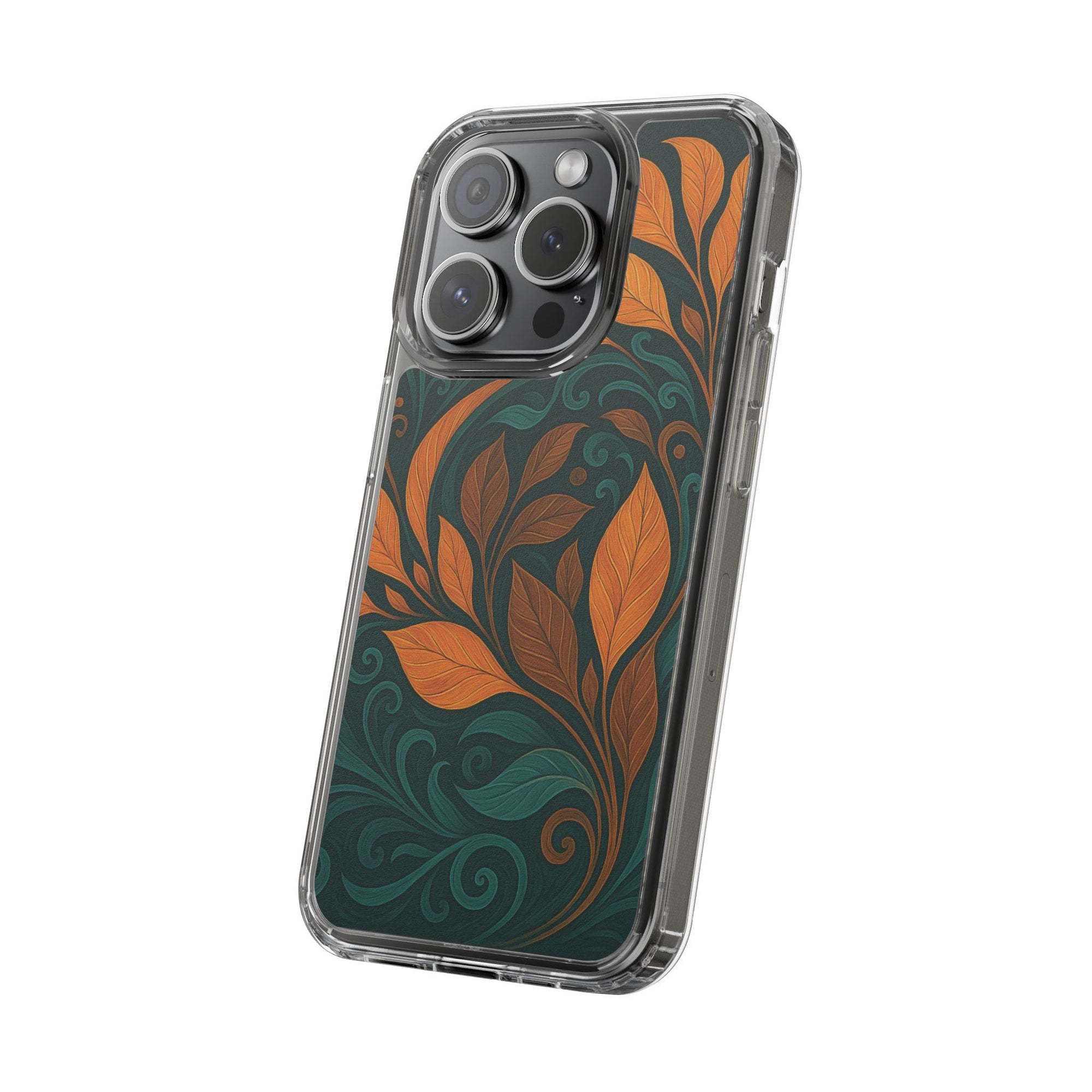 Bohemian Floral Clear Phone Case - Nature Lover's Gift, Botanical Design Phone Cover, Fall Aesthetic, Eco-Friendly Case, Custom Phone