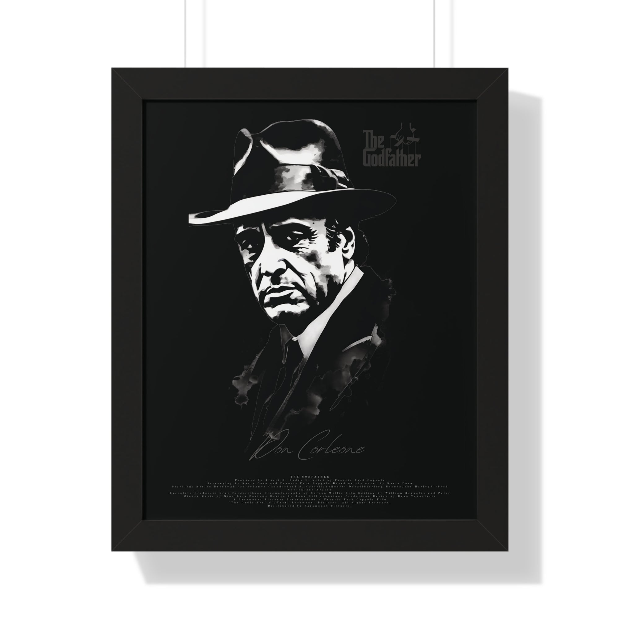 Don Corleone in Black - Framed Vertical Poster
