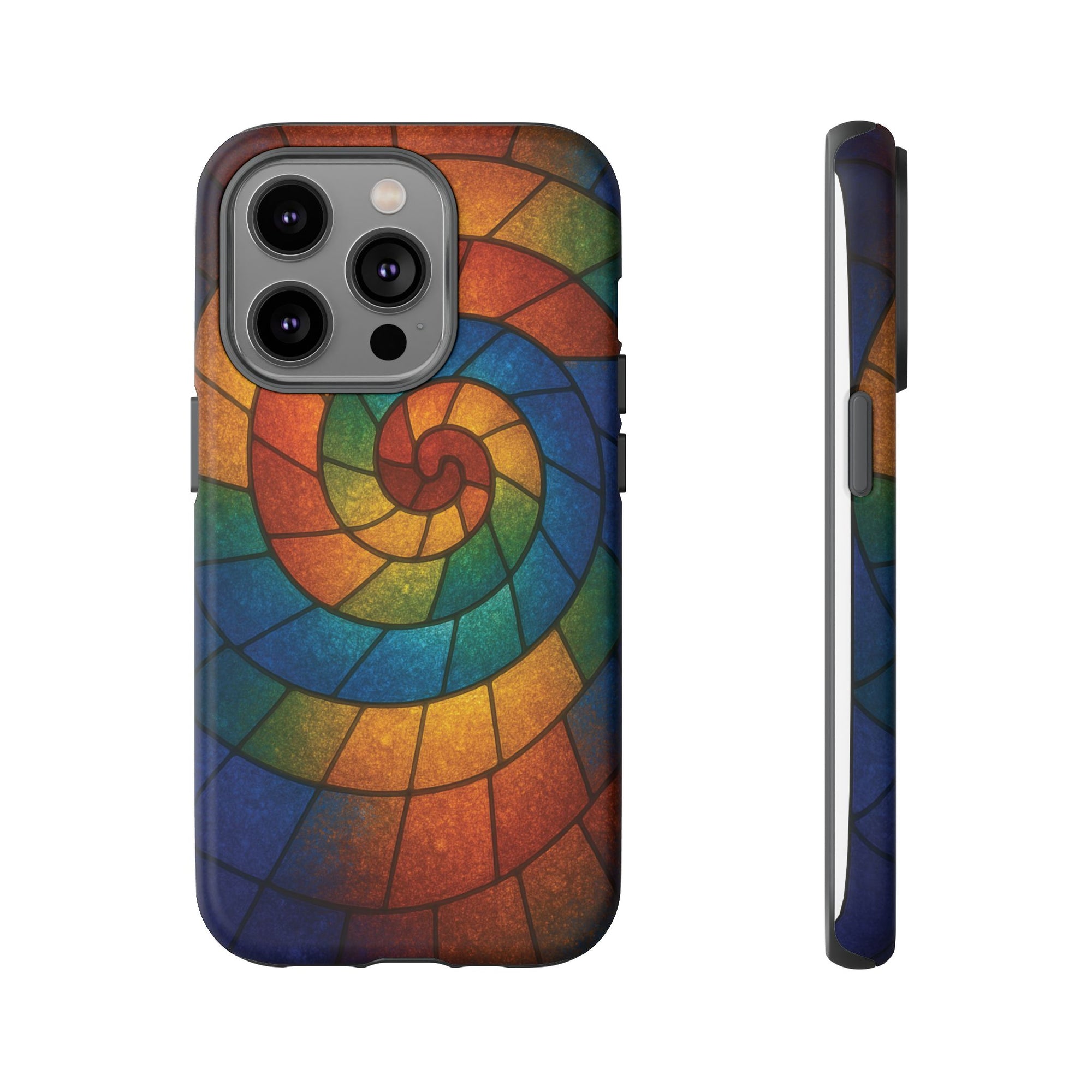 Stained Glass Spiral Colorful Phone Case, Vibrant Tough Phone Protector, Artistic Cell Phone Cover, Trendy Tech Accessories Samsung Galaxy S series and Apple iPhone series