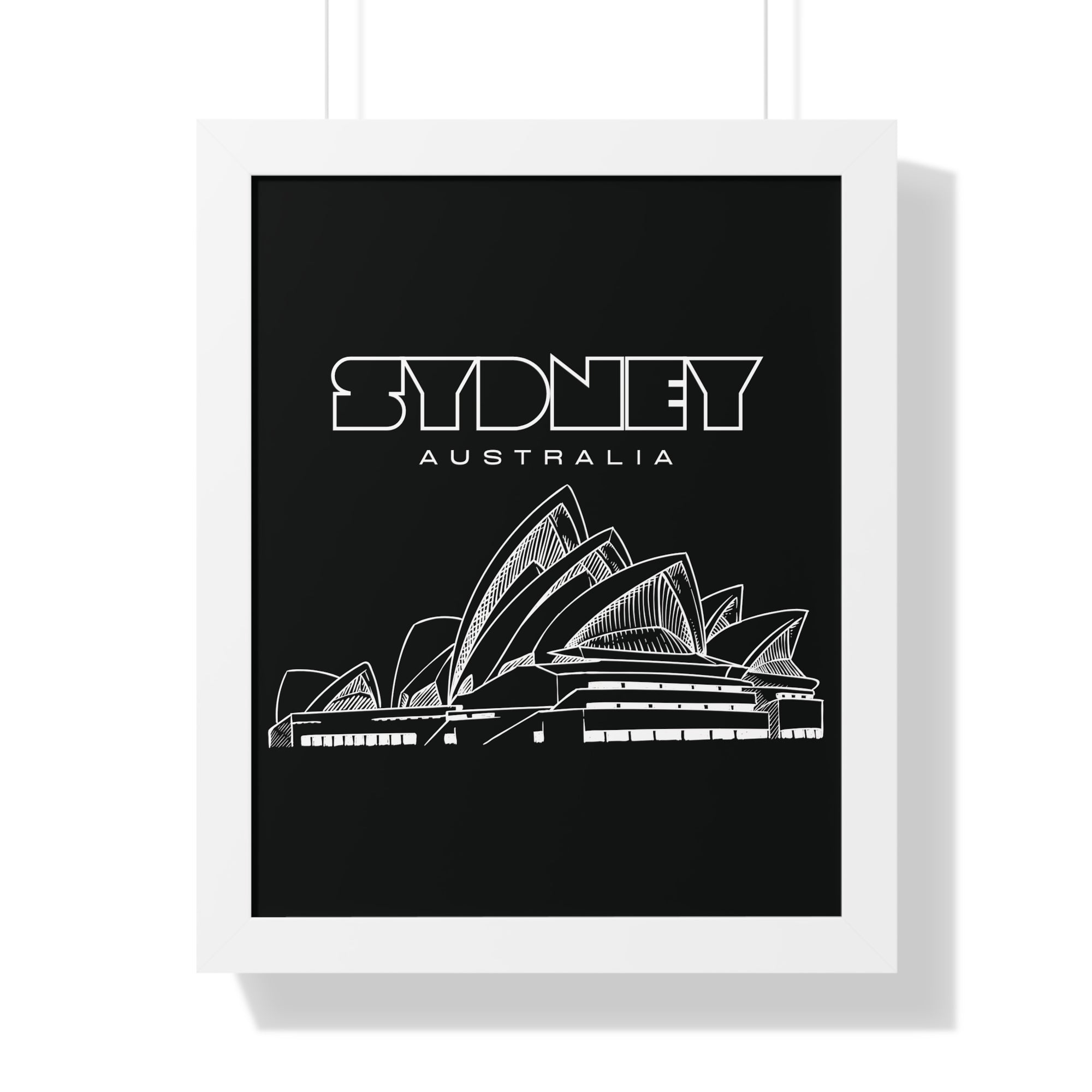 Aesthetic Sydney in Black - Framed Vertical Poster