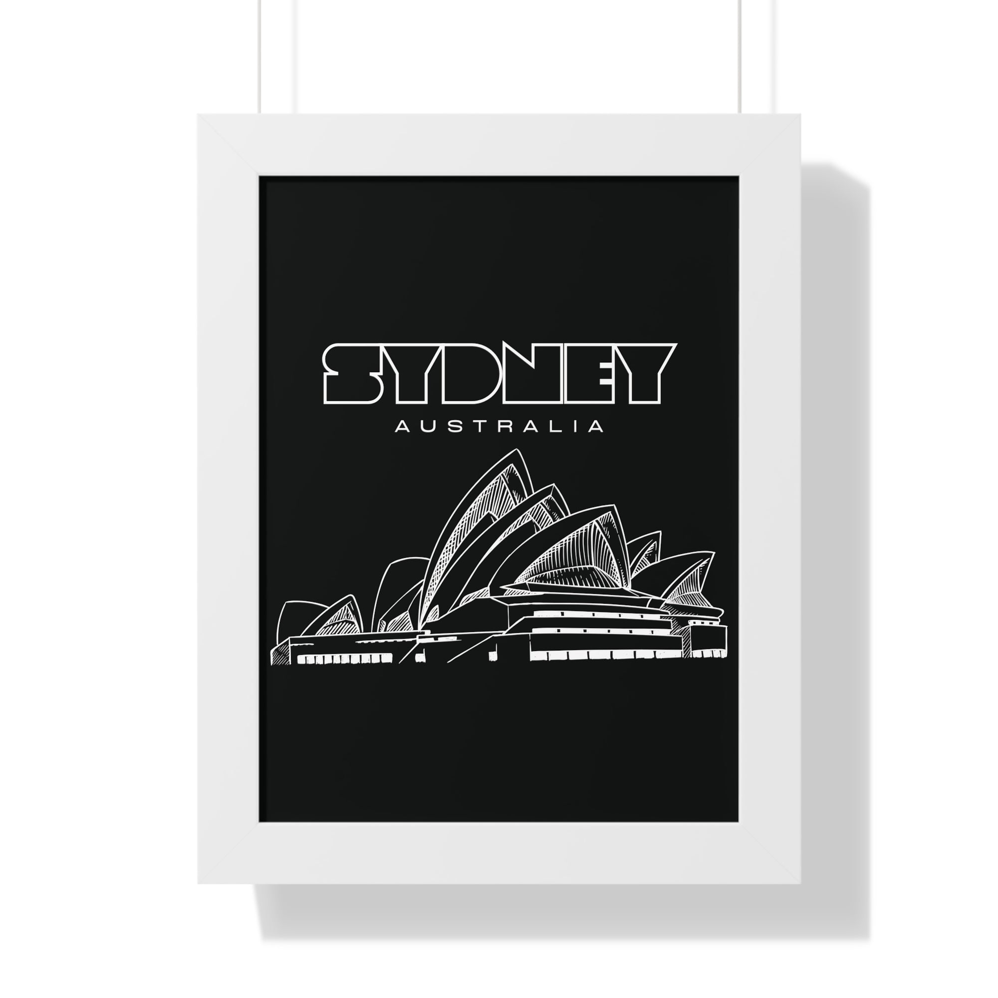 Aesthetic Sydney in Black - Framed Vertical Poster