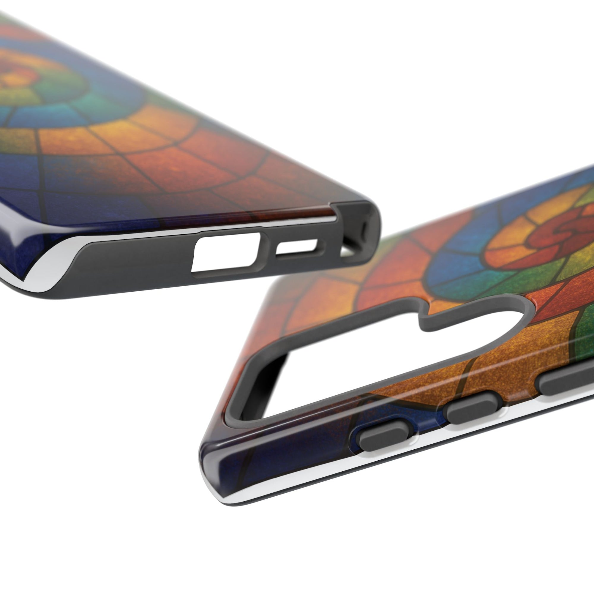 Stained Glass Spiral Colorful Phone Case, Vibrant Tough Phone Protector, Artistic Cell Phone Cover, Trendy Tech Accessories Samsung Galaxy S series and Apple iPhone series