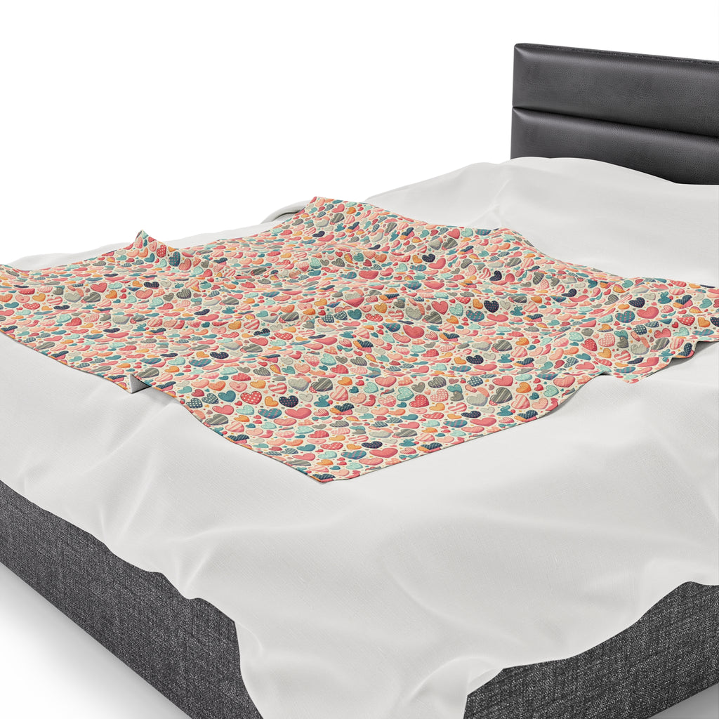 Cute Hearts - Velveteen Plush Blanket