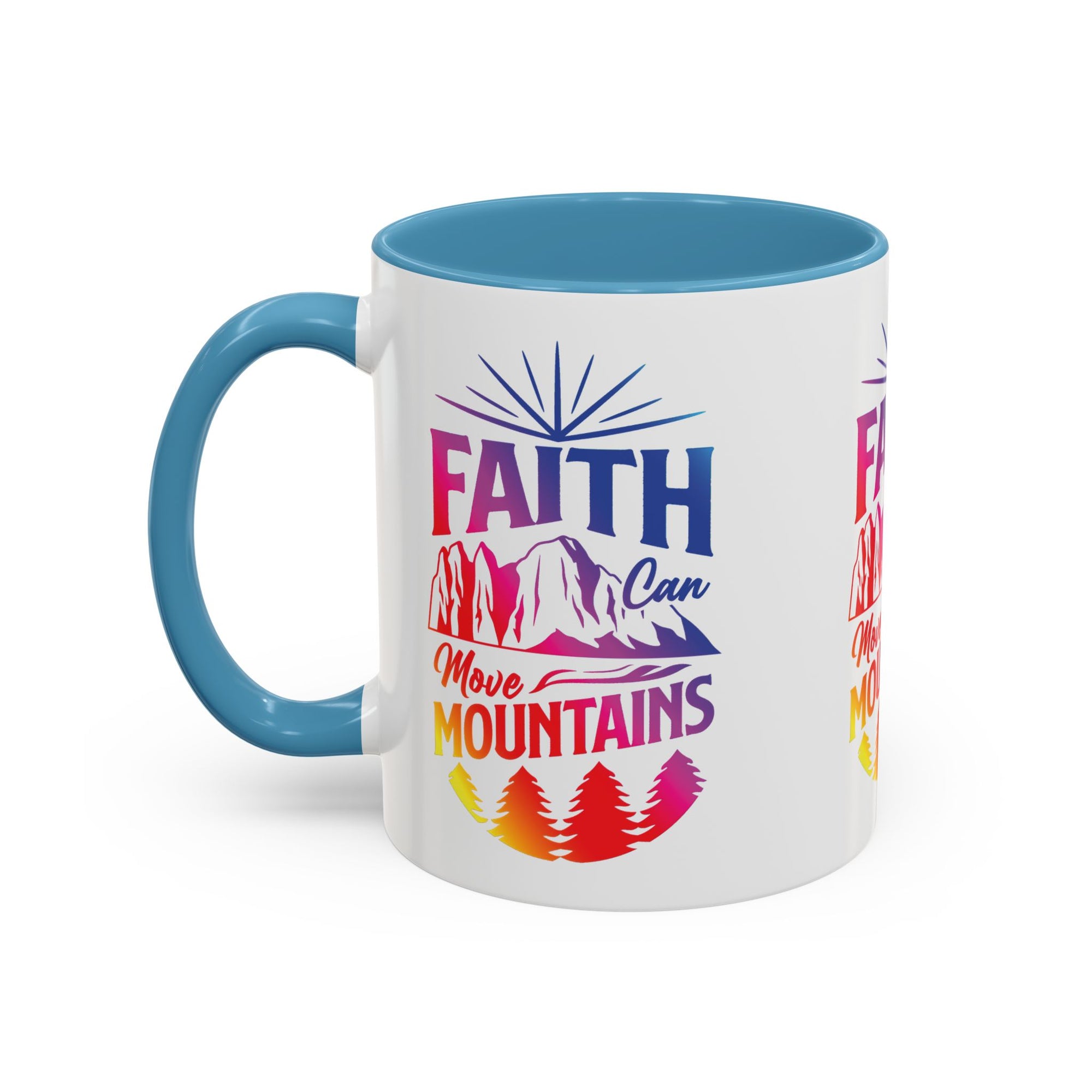 Faith Can Move Mountains Accent Coffee Mug - Inspirational Design