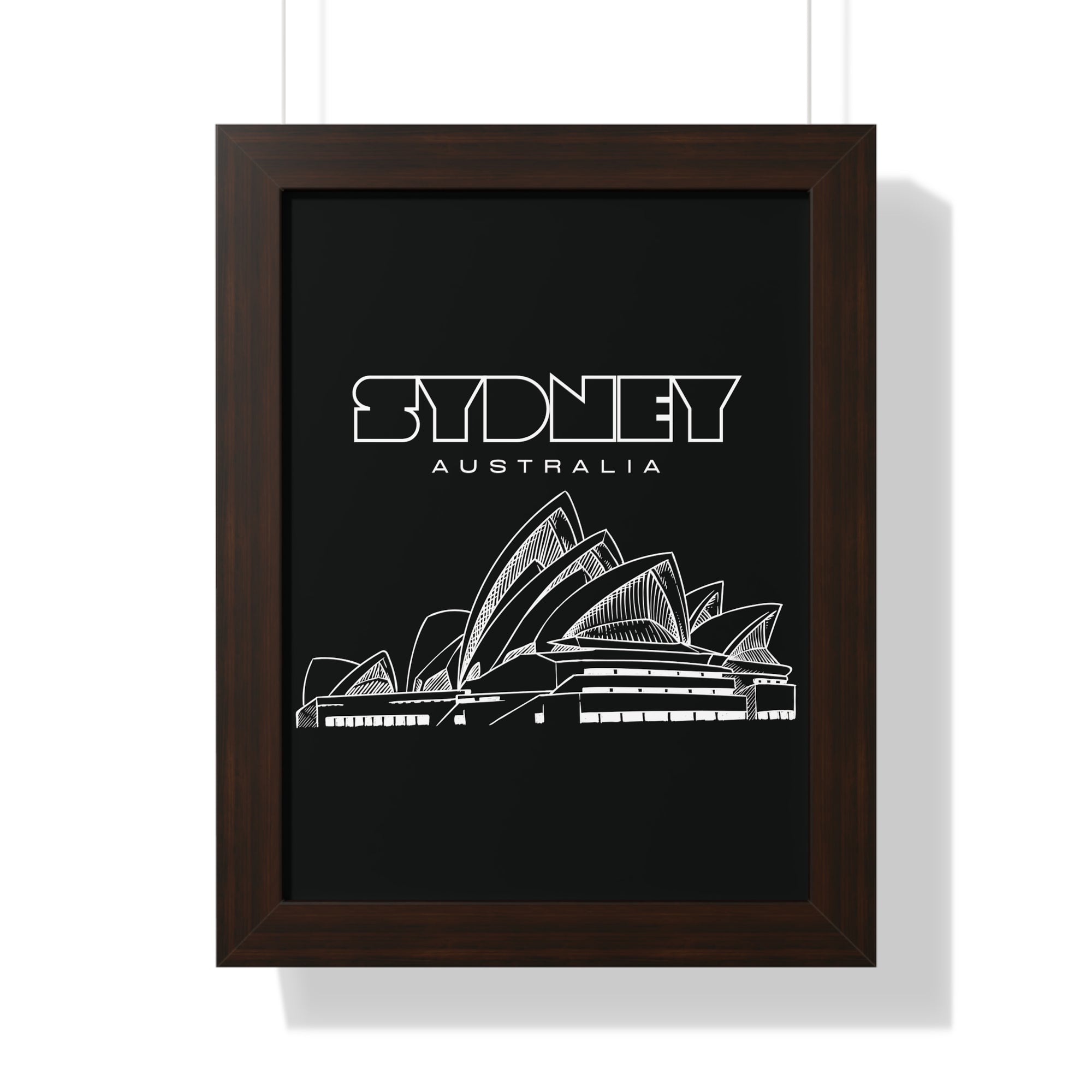 Aesthetic Sydney in Black - Framed Vertical Poster